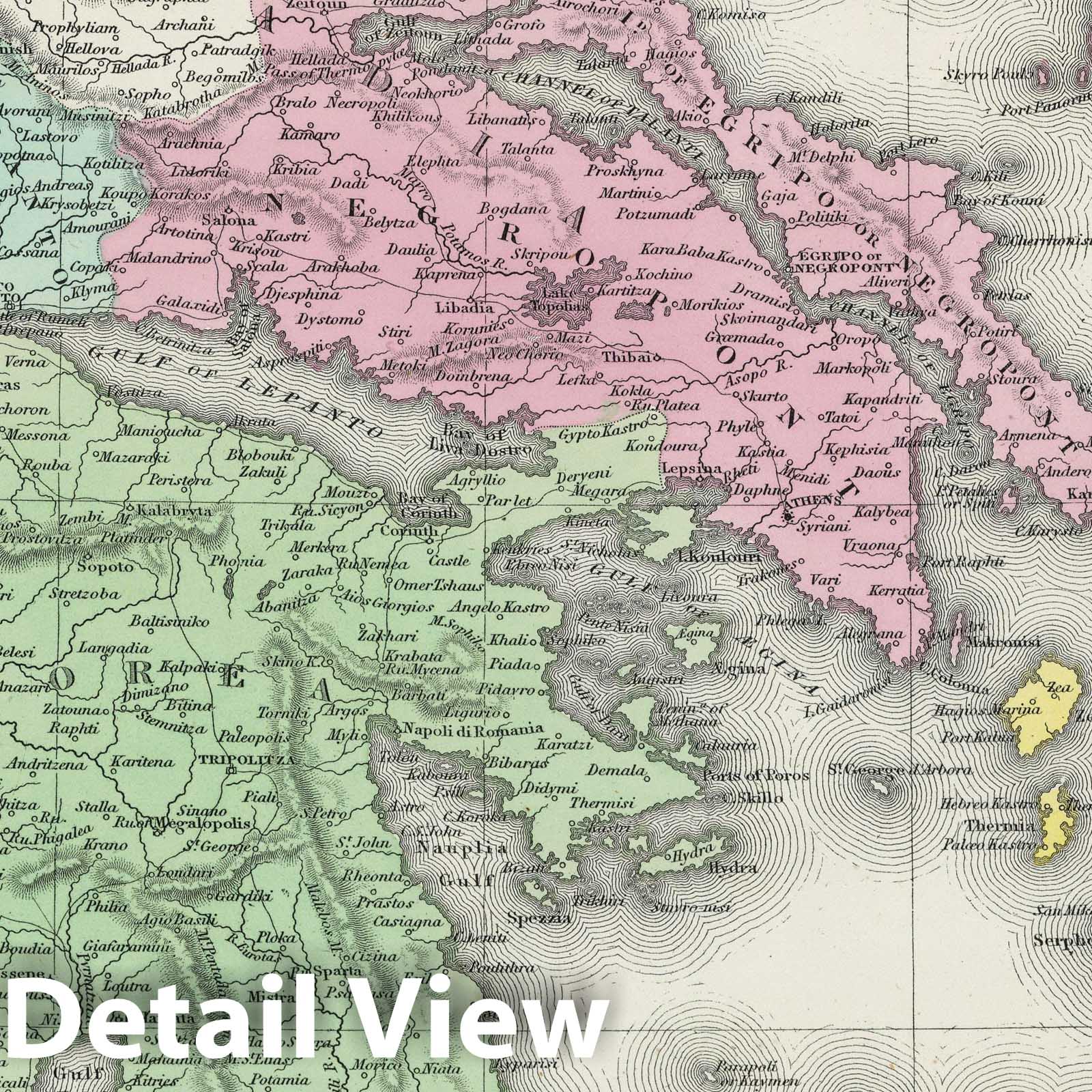 Greece with Candia, 1855 - Historical Map Print