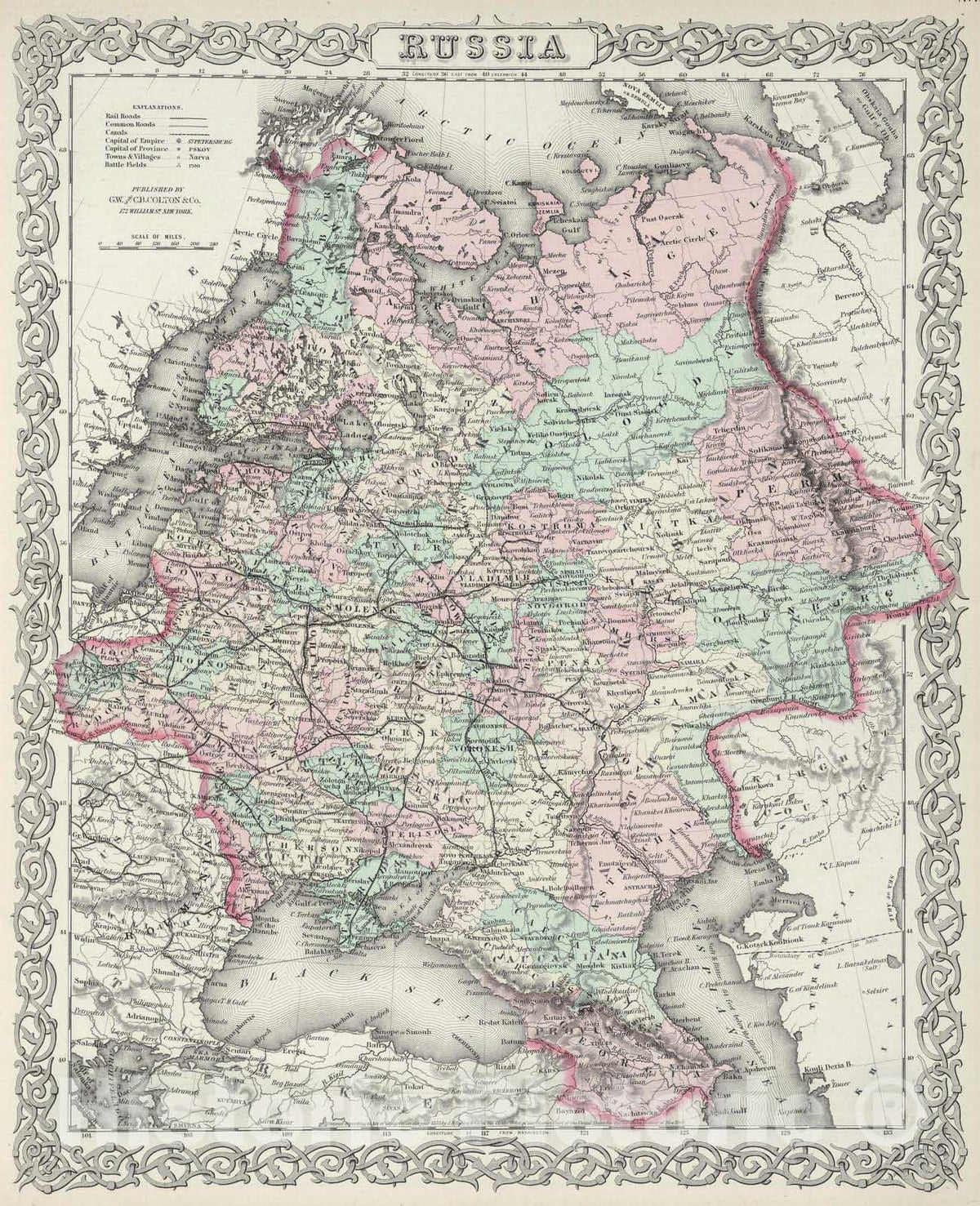 Historic Map : 1874 Russia. - Vintage Wall Art