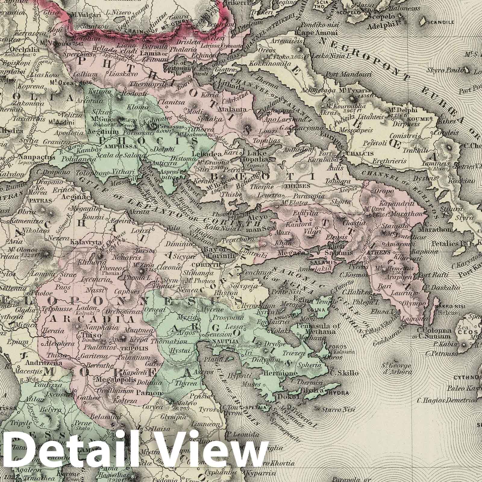 Greece and the Ionian Republic, 1874 - Historical Map Print