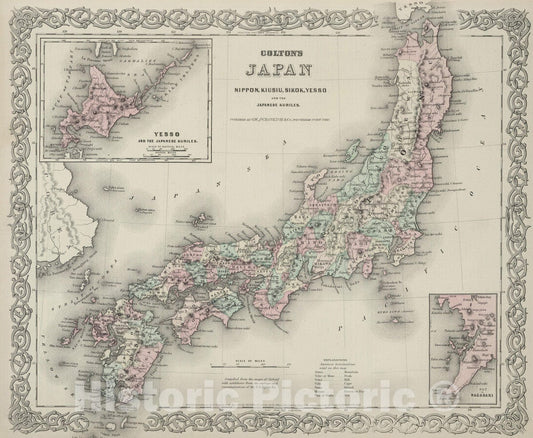 Historic Map : 1874 Japan. - Vintage Wall Art