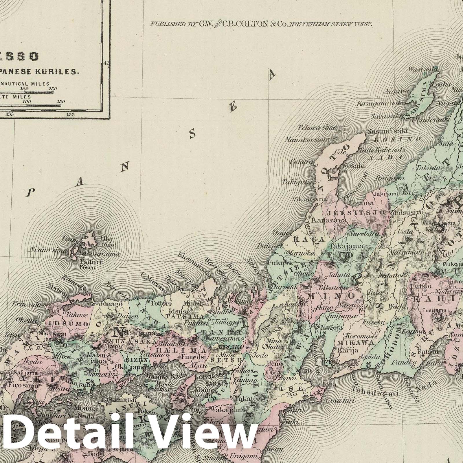 Japan, 1874 - Historical Map Print from Colton's Atlas