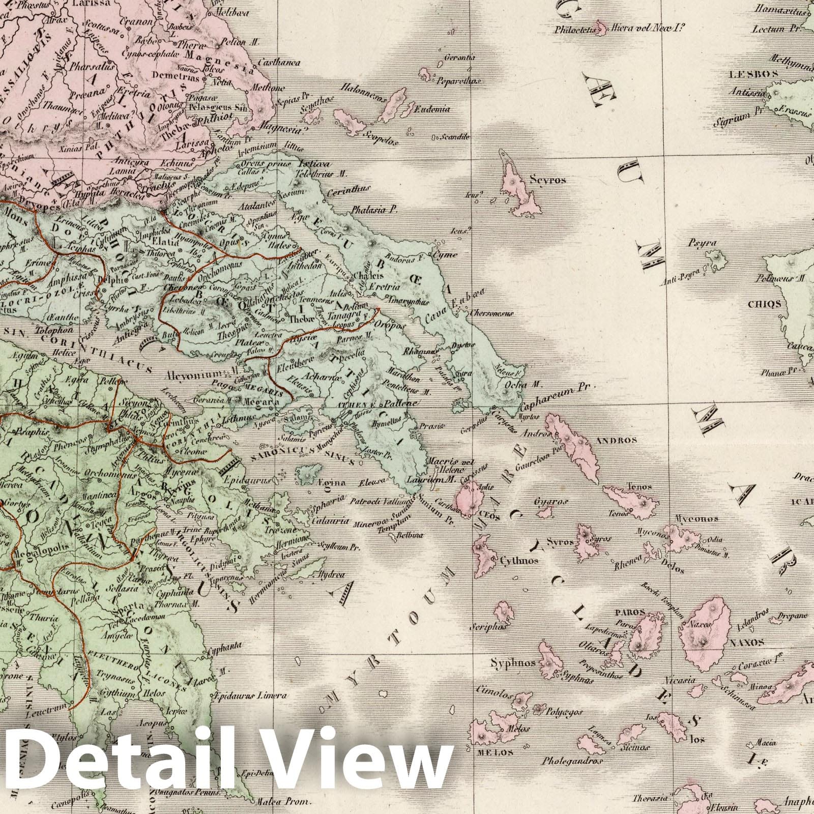 Ancient Greece, Macedonia, and Thrace, 1875 - Historical Map Print
