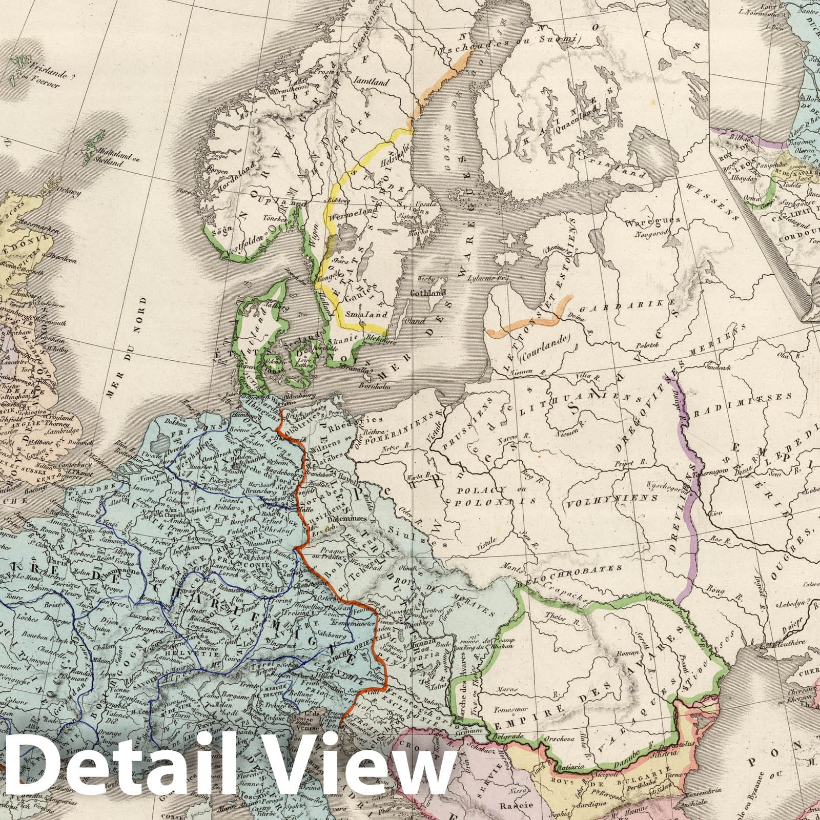 Europe Under Charlemagne, 1875 - Historical Map Print