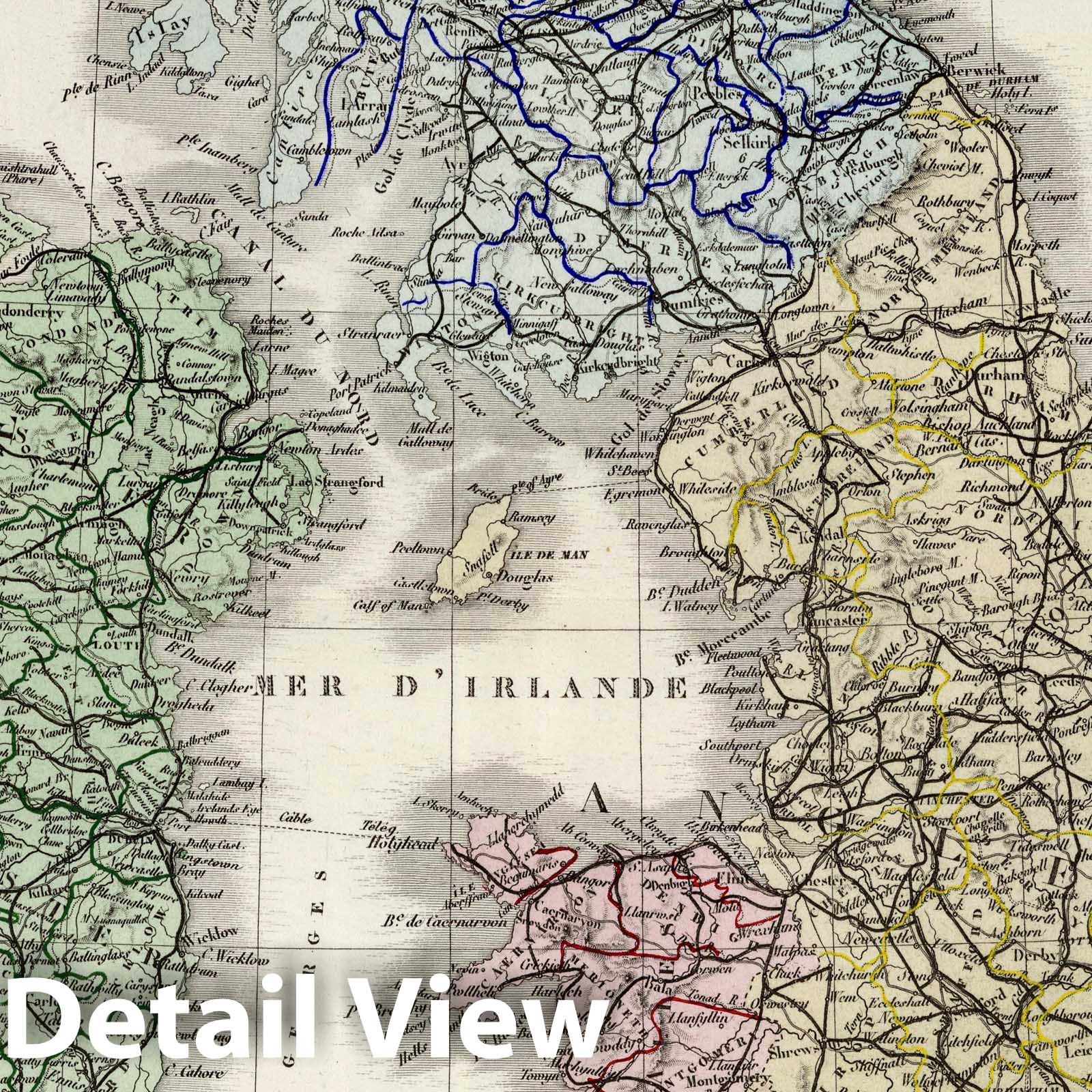 British Isles Railroad Map 1875 - Historical Map Print