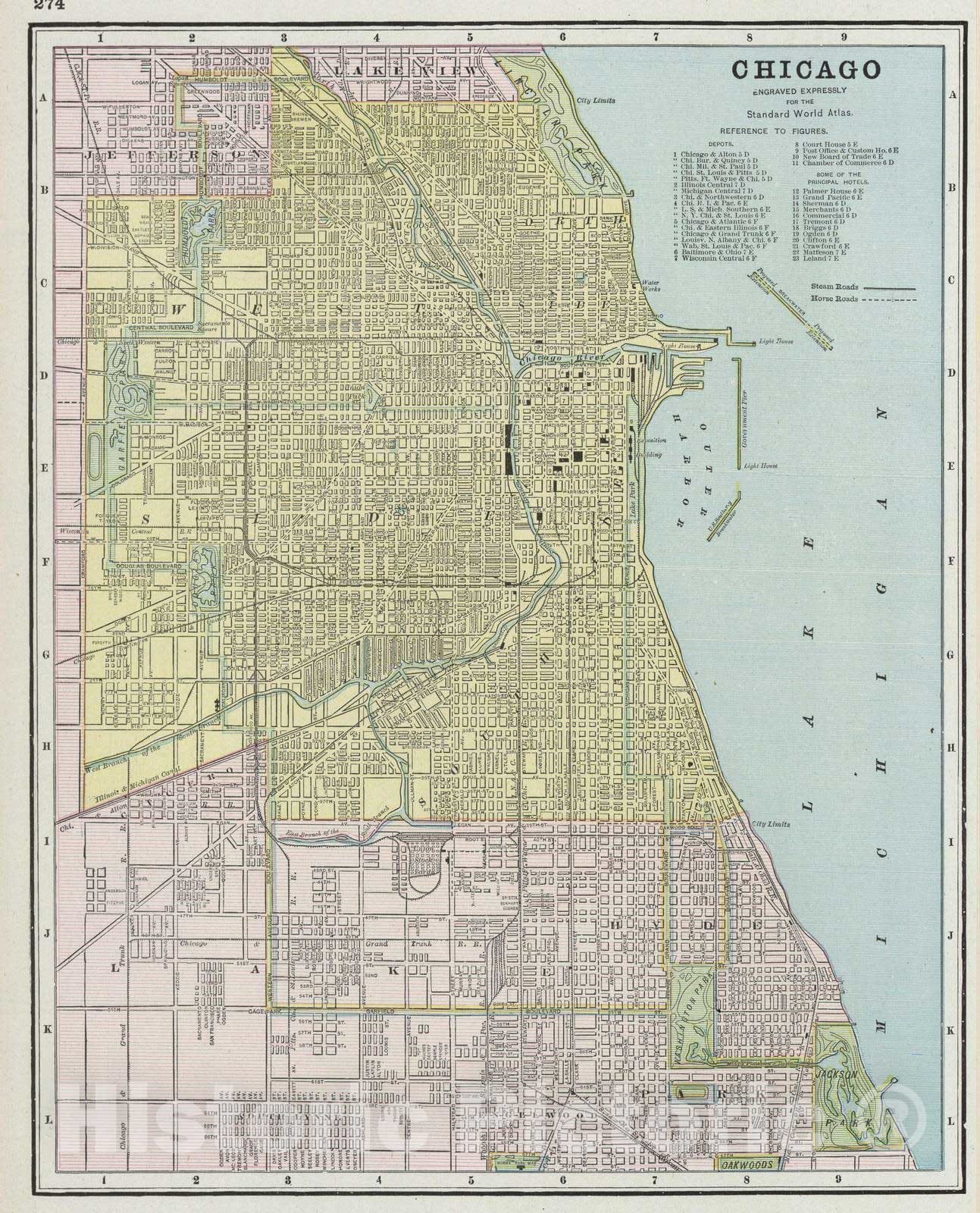 Historic Map : 1889 Chicago - Vintage Wall Art