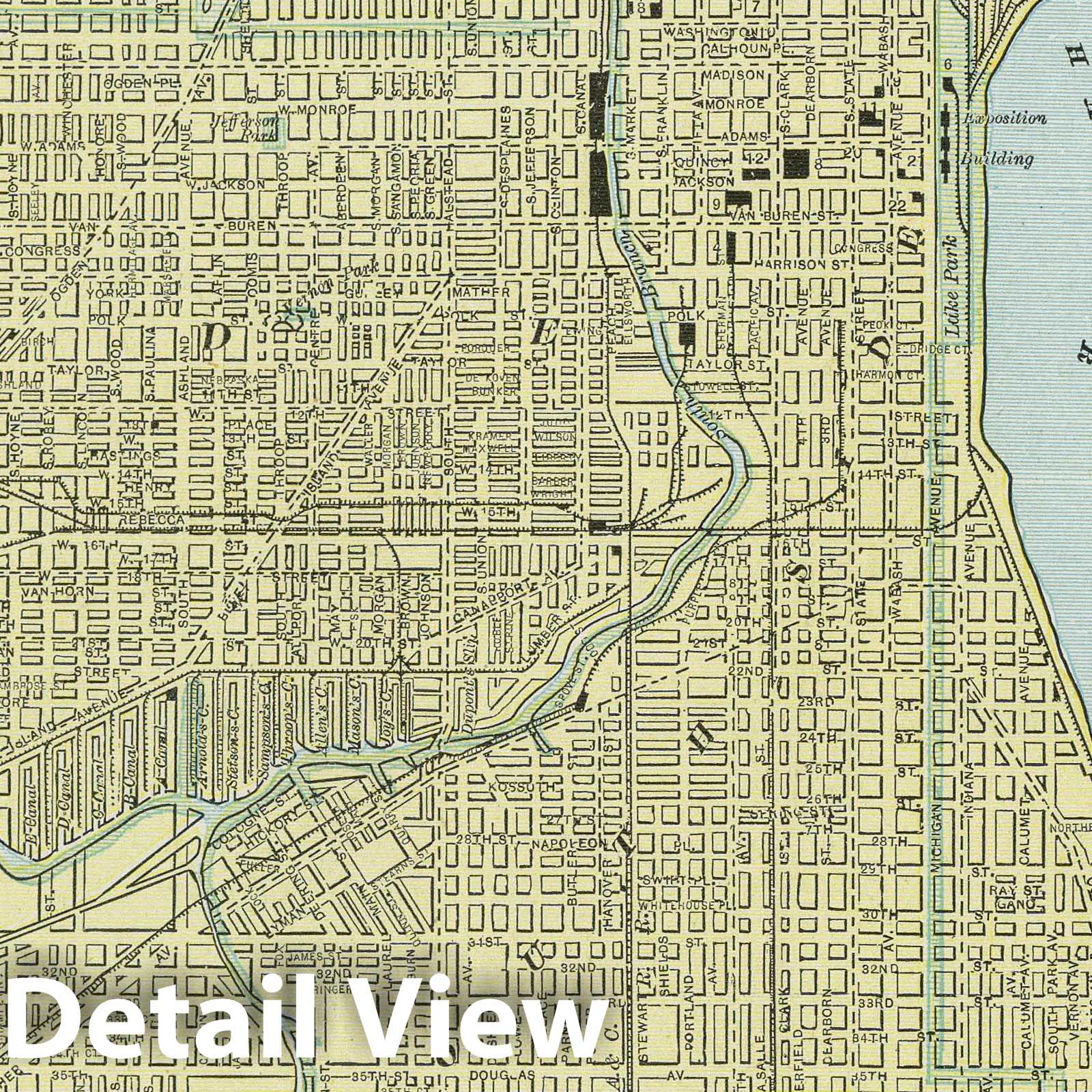 Chicago, Illinois 1889 Historical Map Print - Cram's Standard American Atlas
