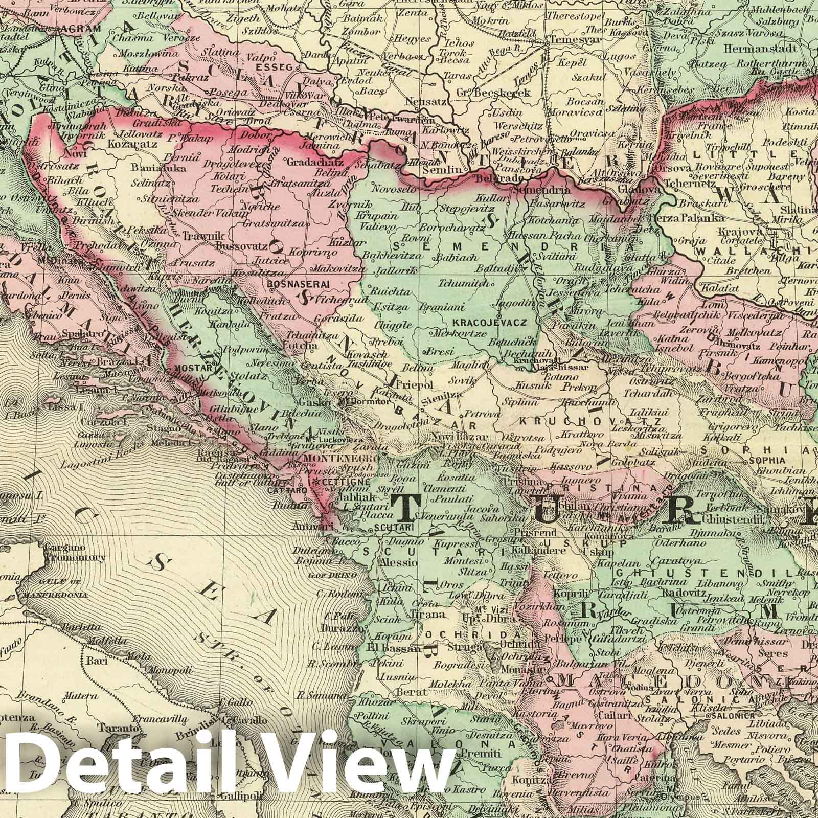 Austria, Turkey in Europe, and Greece - Railroad Map, 1886