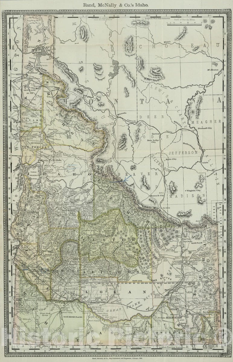 Historic Map : 1890 Idaho - Vintage Wall Art