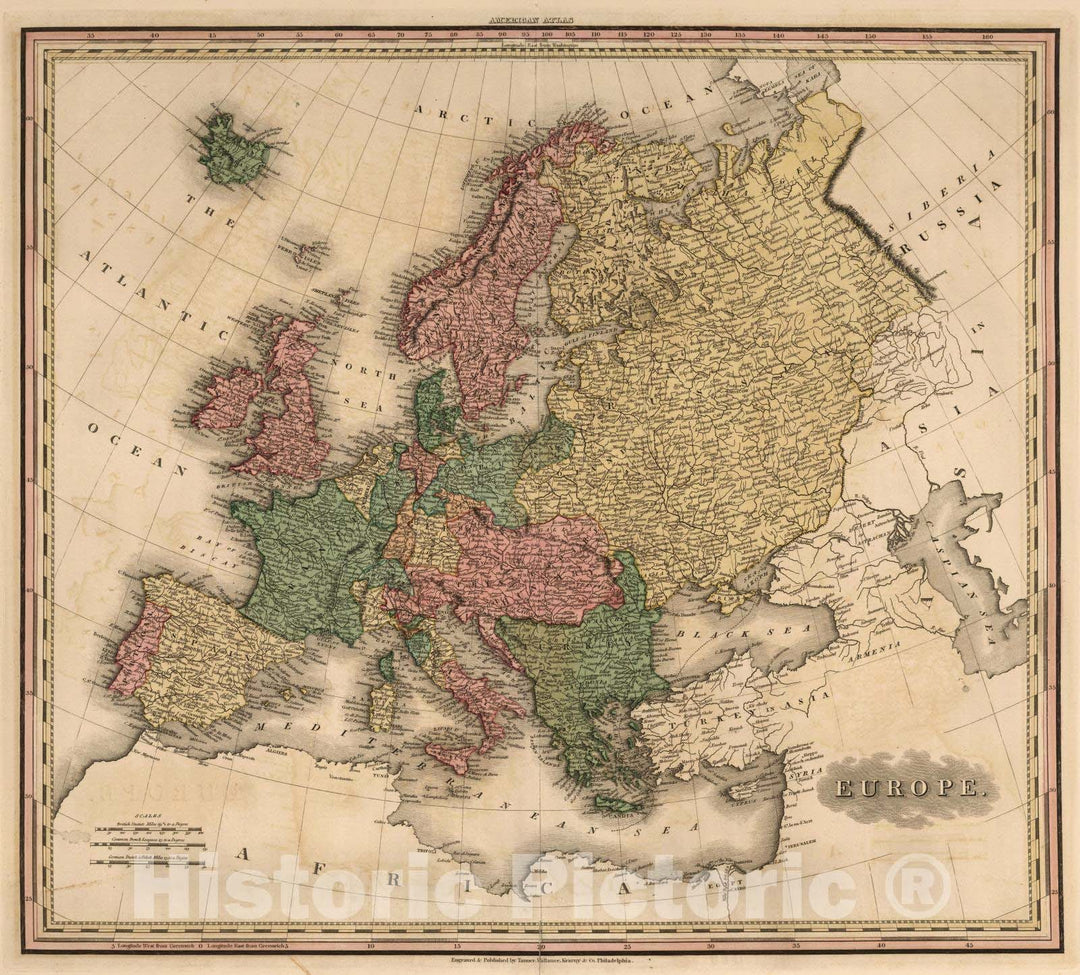 Historic Map : 1824 Europe. - Vintage Wall Art