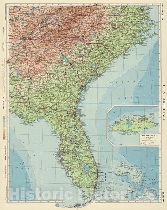 Historic Map : 1957 U.S.A. South-East, Plate 105, Vol. V - Vintage Wall Art