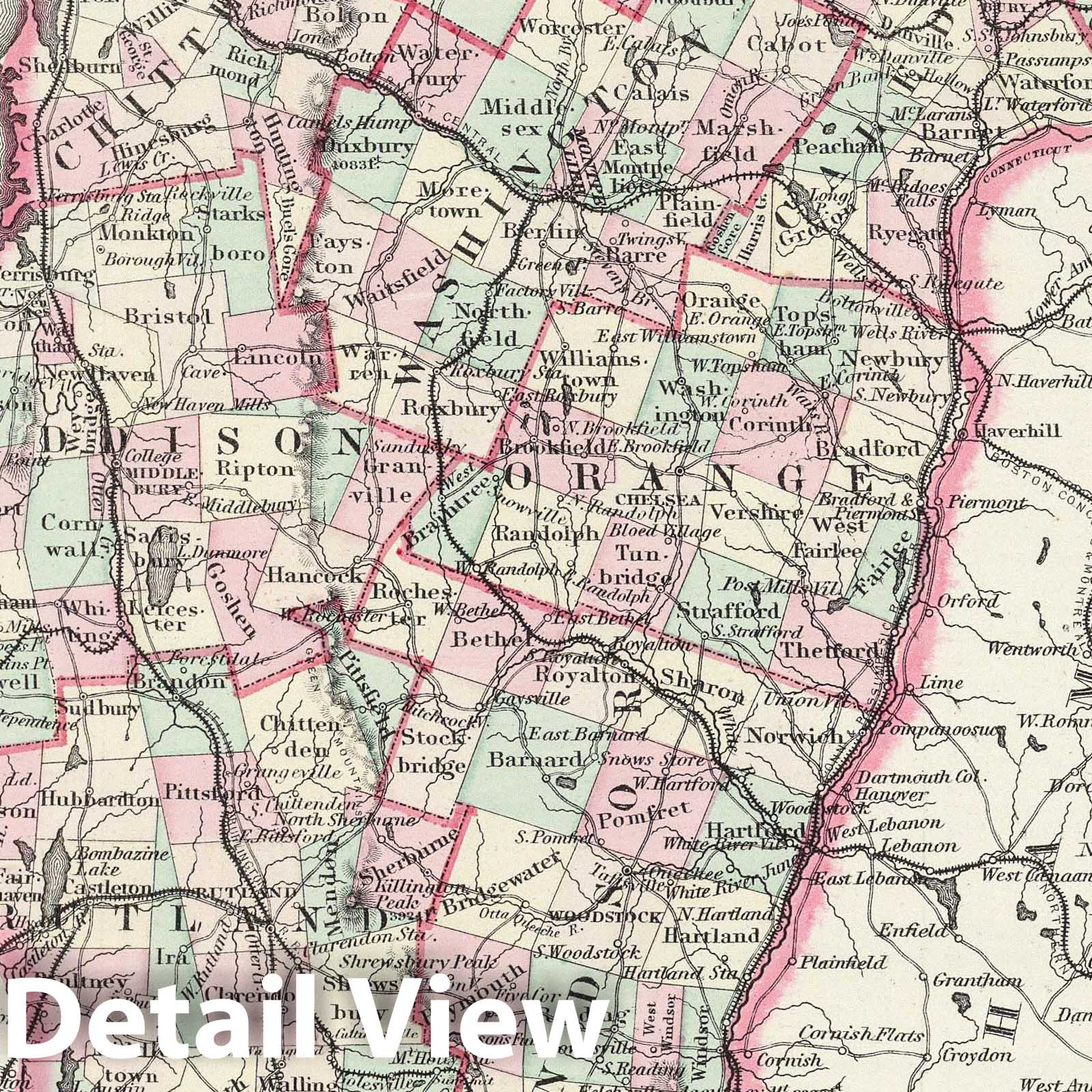 Vermont 1874 Historical Map Print - Colton's Atlas