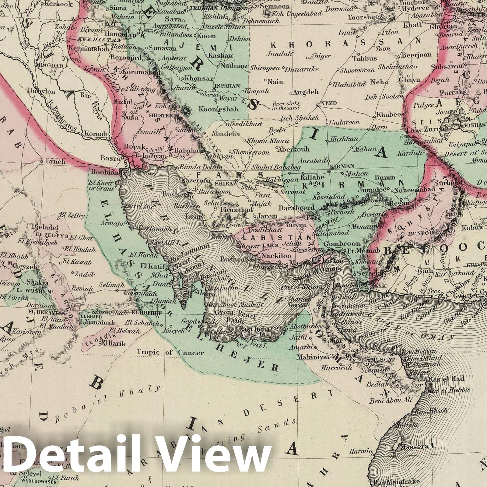 Persia and Arabia, 1874 - Historical Map Print