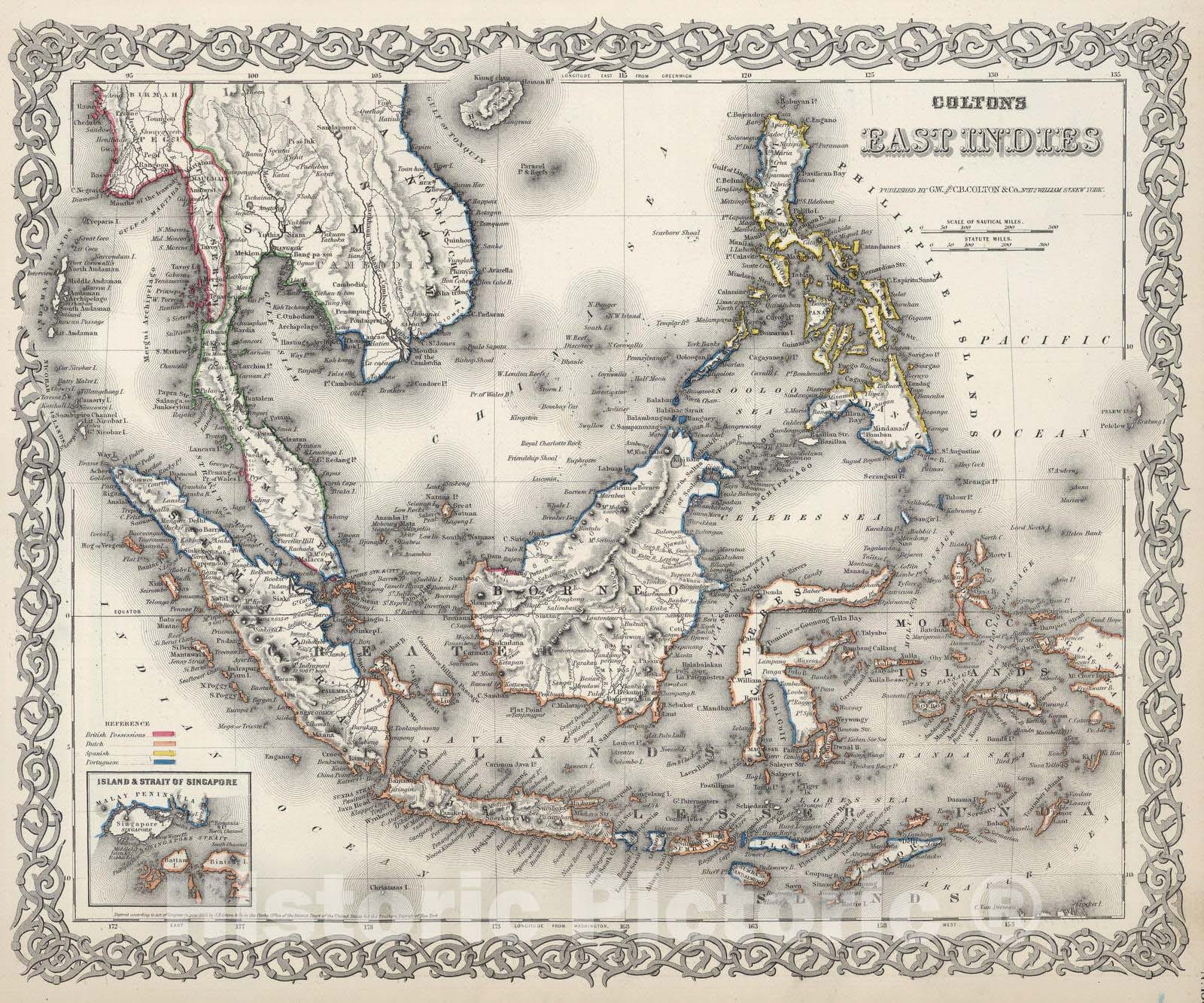 Historic Map : 1874 East Indies. - Vintage Wall Art