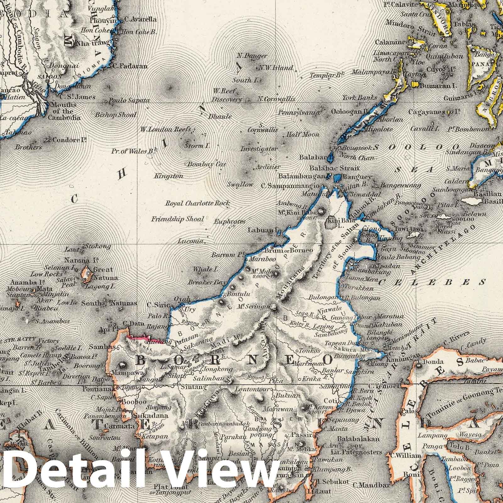East Indies with Singapore, 1874 - Historical Map Print