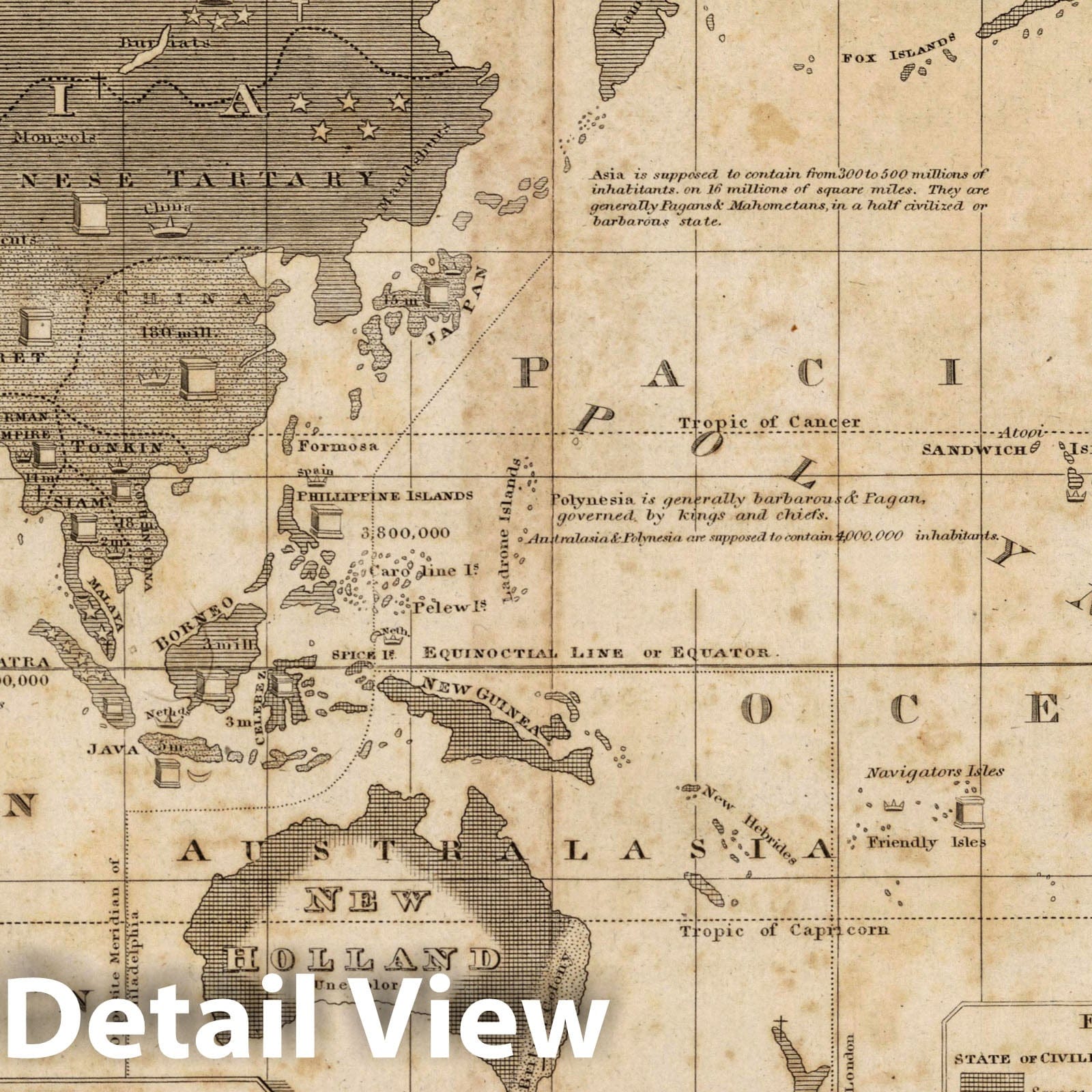 World - Nautical Chart, 1824 - Historical Map Print