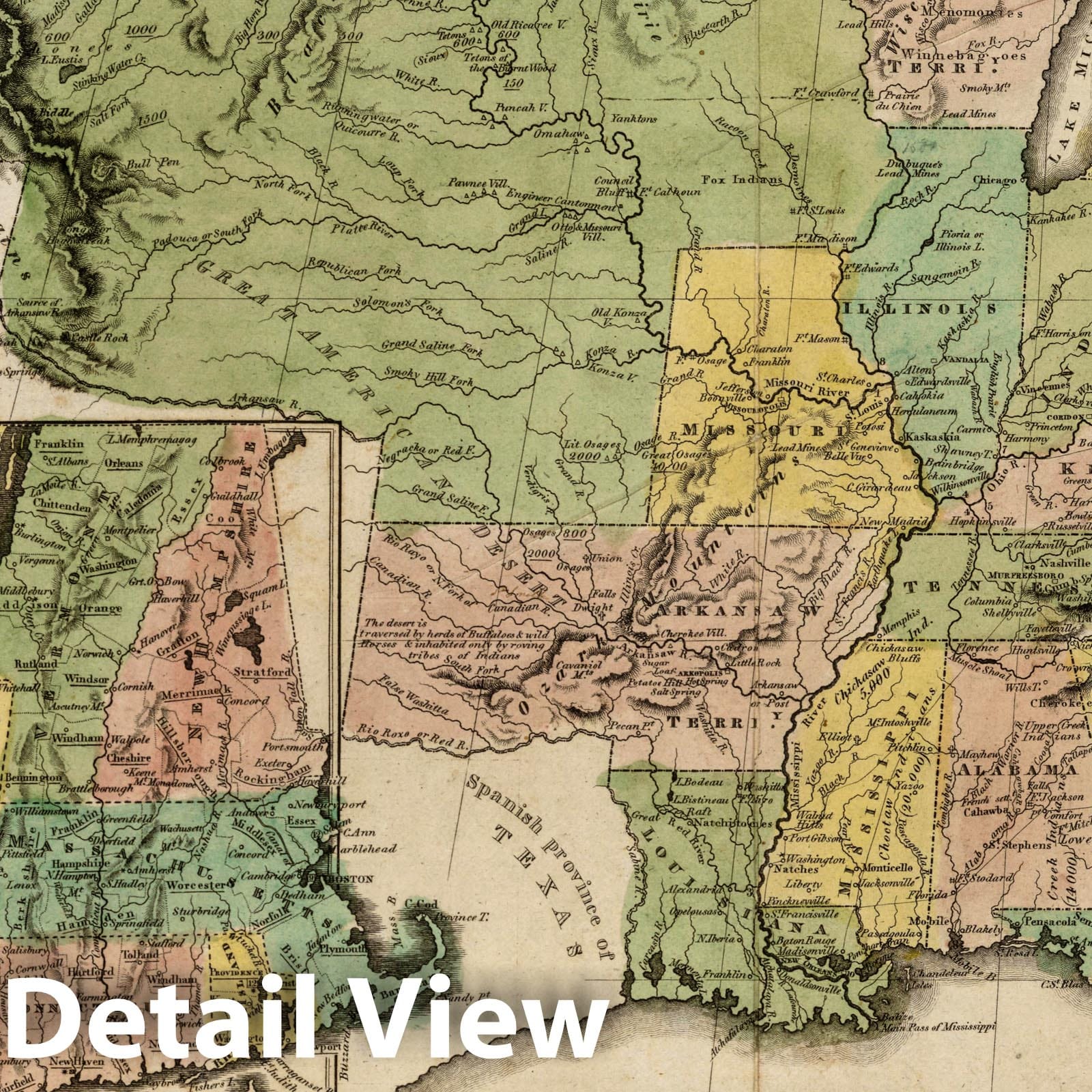 United States - River Map, 1824 - Woodbridge Modern Atlas Print