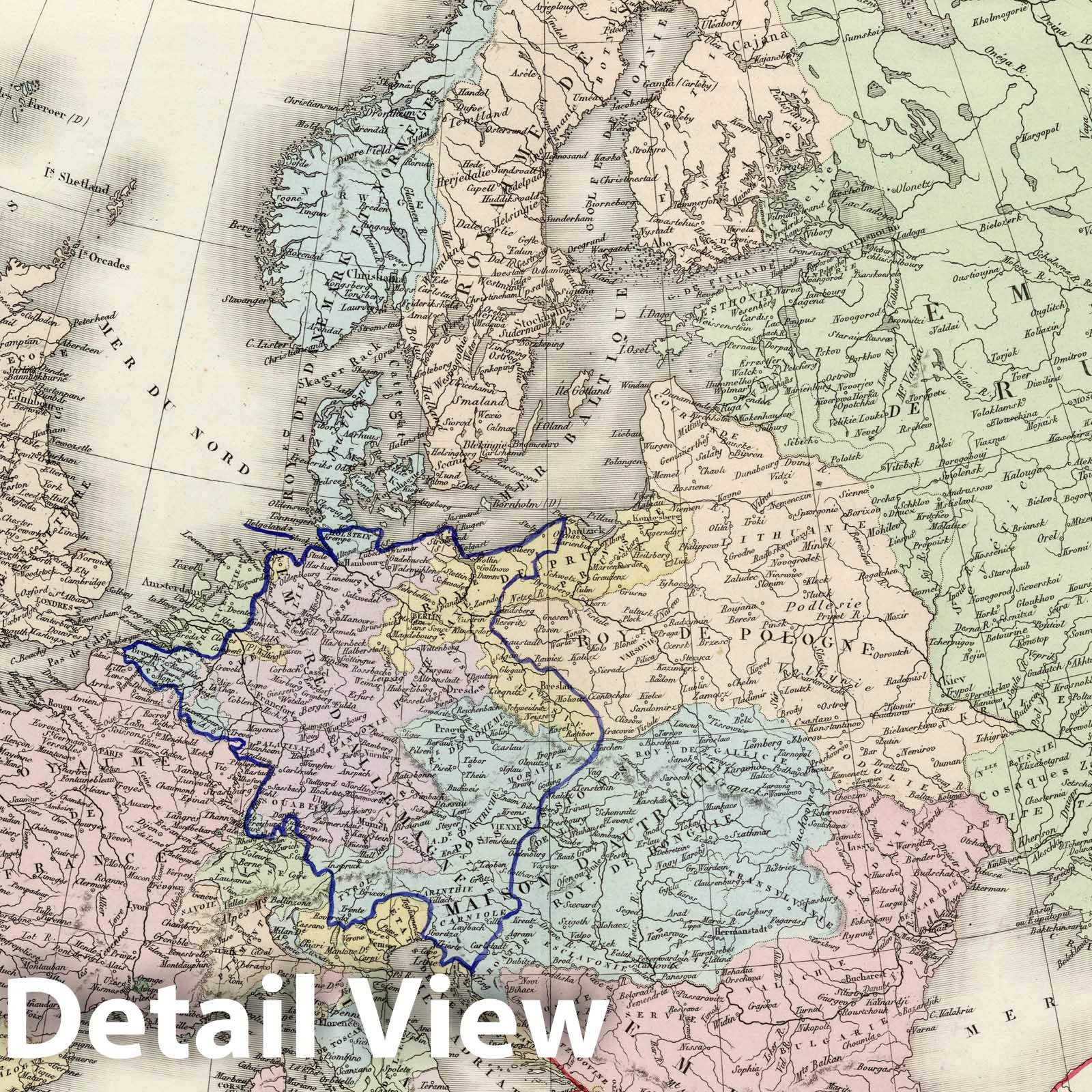Europe 1875 Historical Map Print - Hand-Colored Atlas Plate