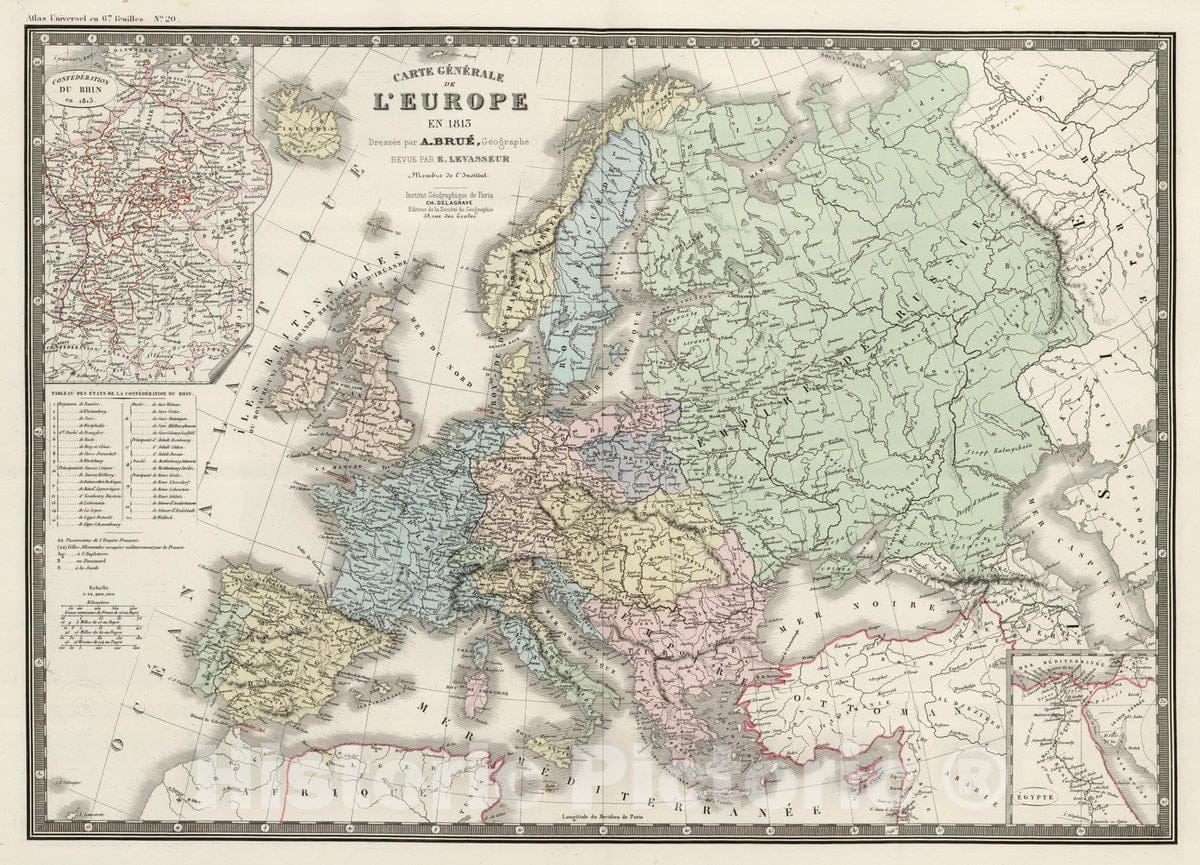 Historic Map : 1875 L'Europe en 1813. - Vintage Wall Art