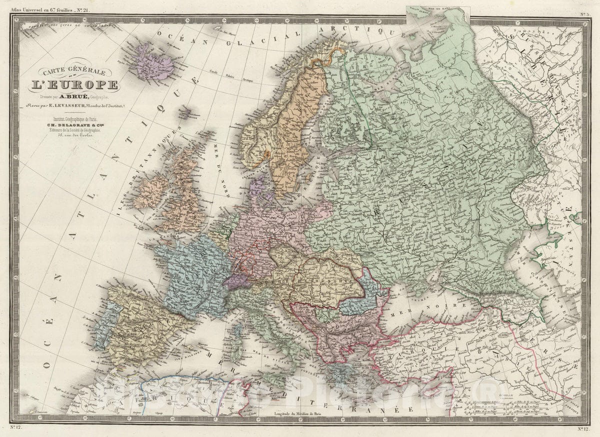 Historic Map : 1875 L'Europe (en 1850). - Vintage Wall Art
