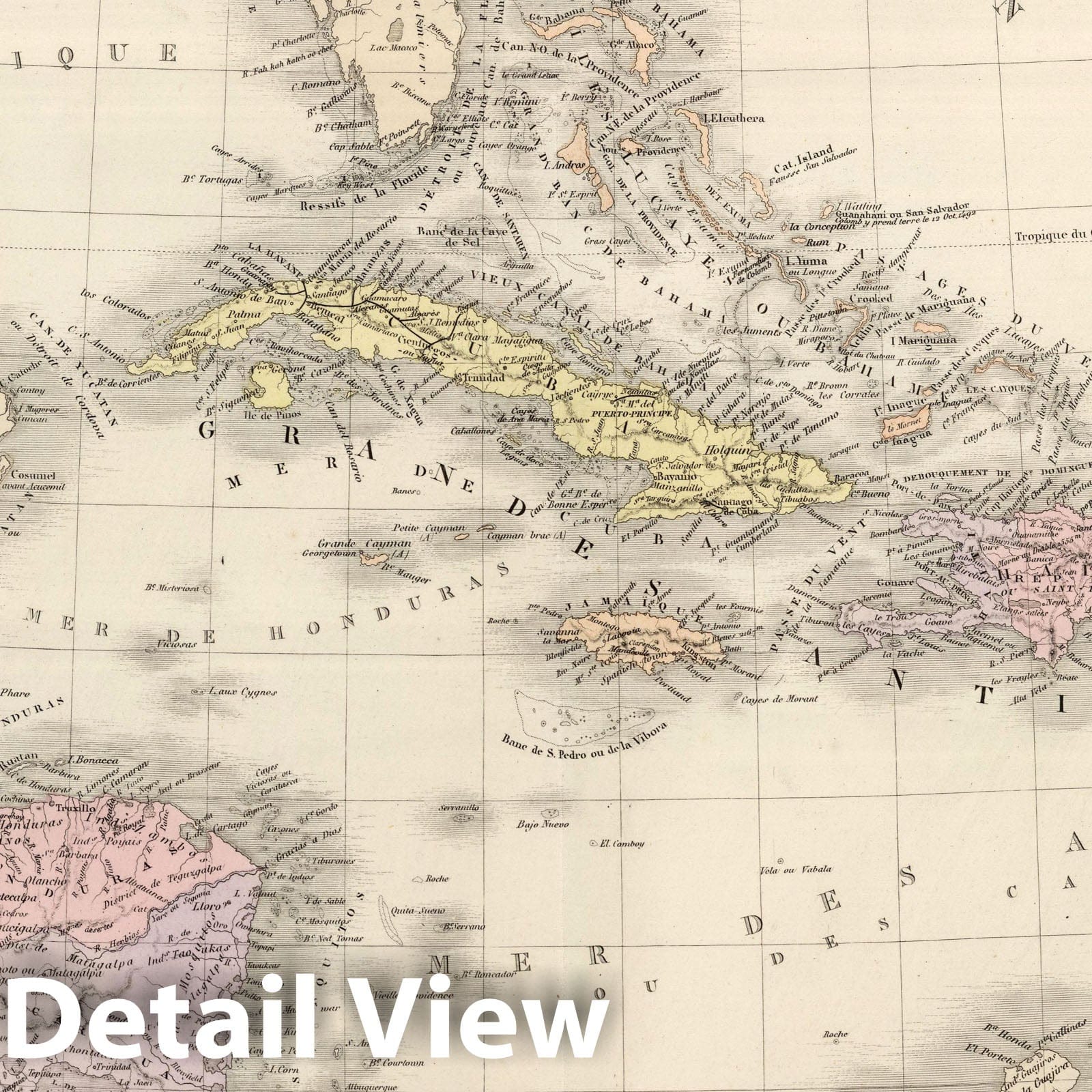 Caribbean Islands, Central America & Gulf of Mexico - 1875 Railroad Map Print