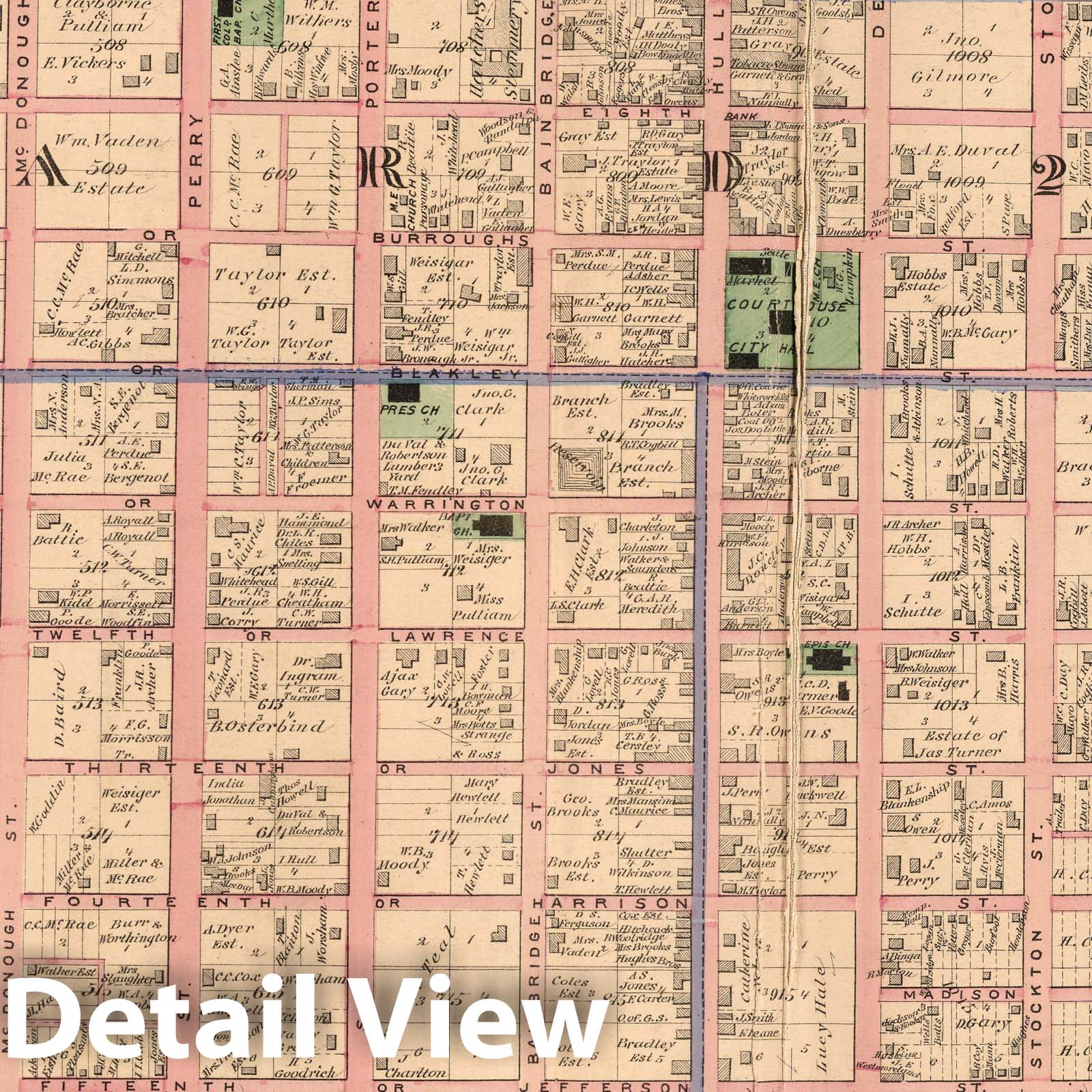 Manchester, Virginia - Property Map, 1876 - Historical Atlas Print