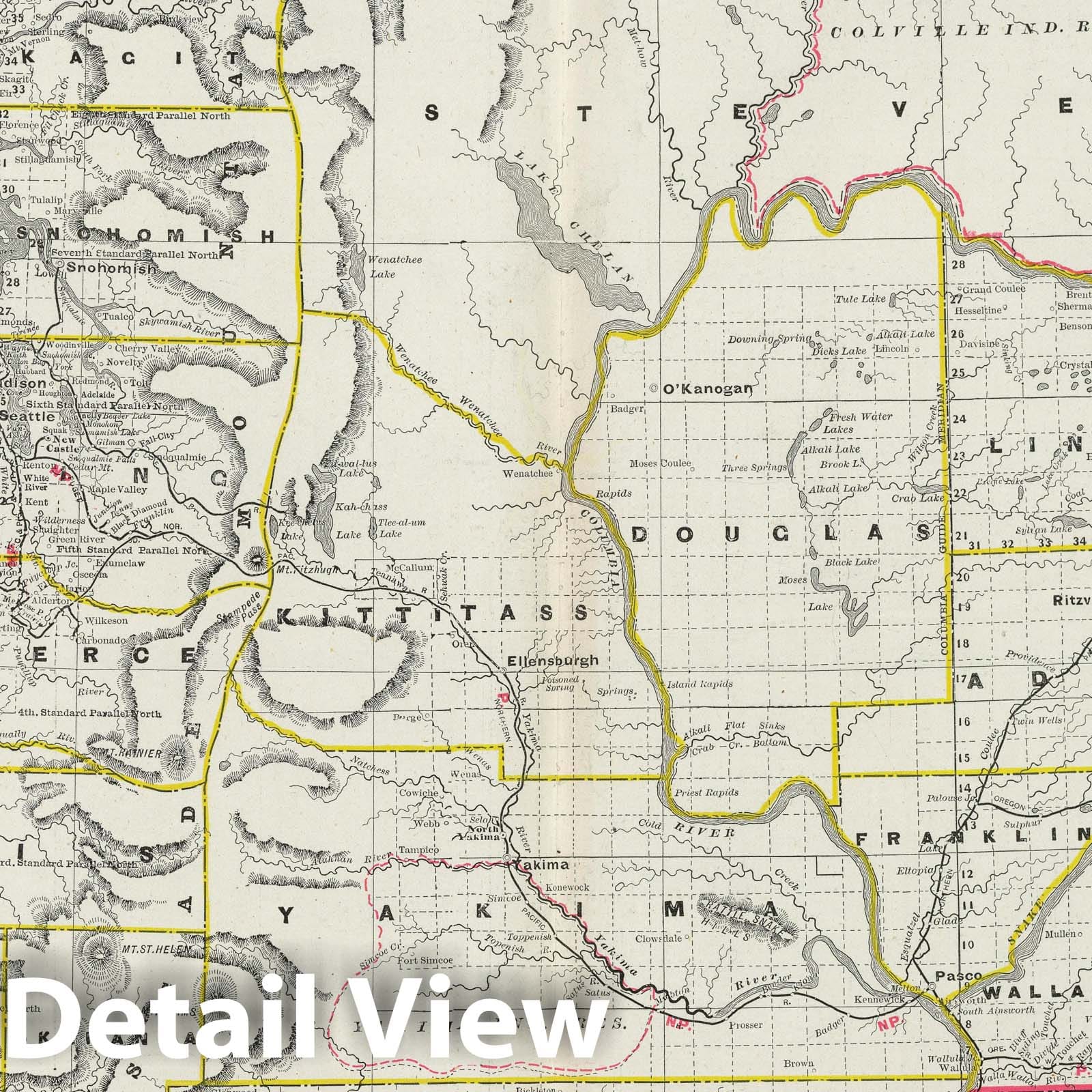 Washington - Railroad Map, 1889 - Historical Map Print