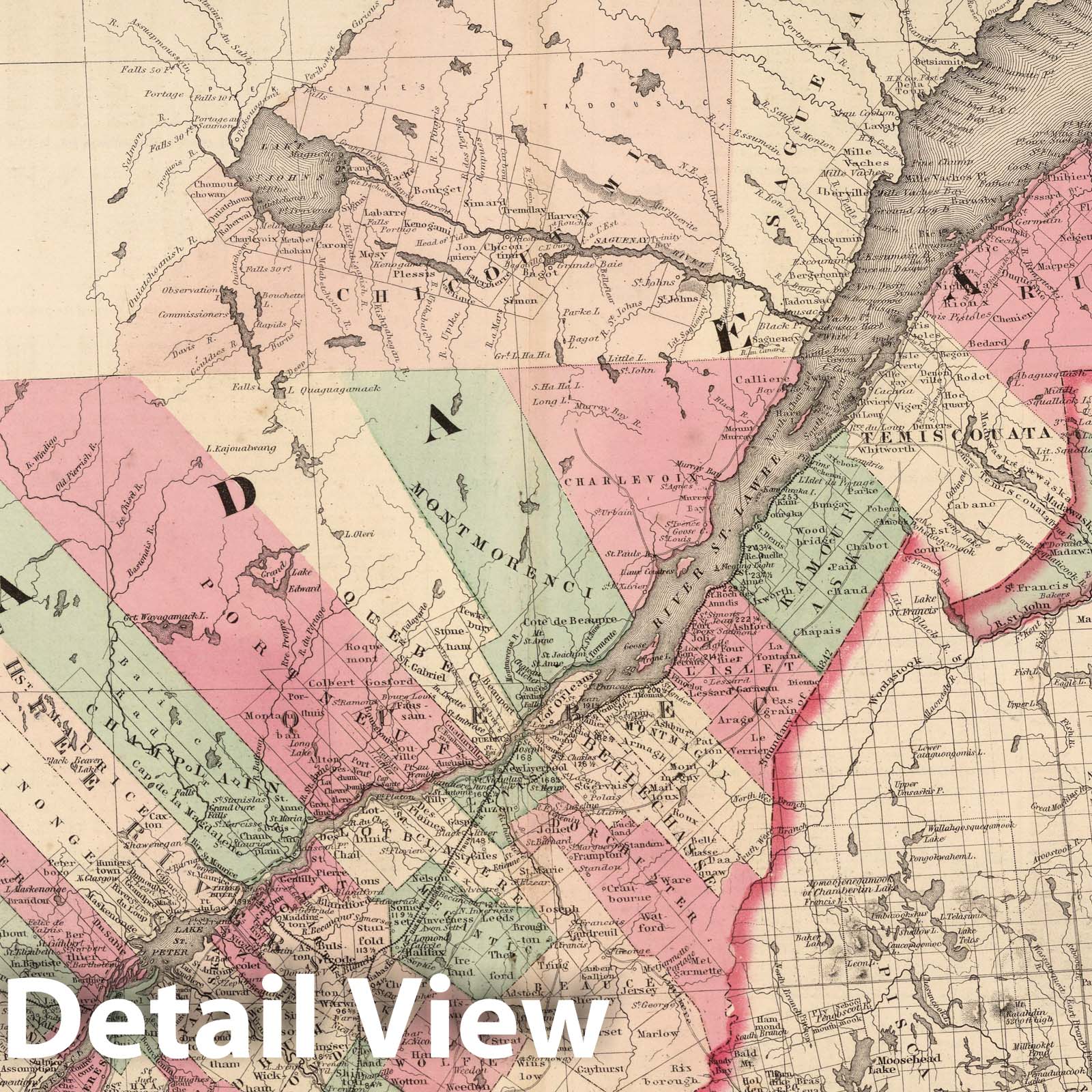Canada East and New Brunswick - Boundary Map, 1866 - Historical Map Print