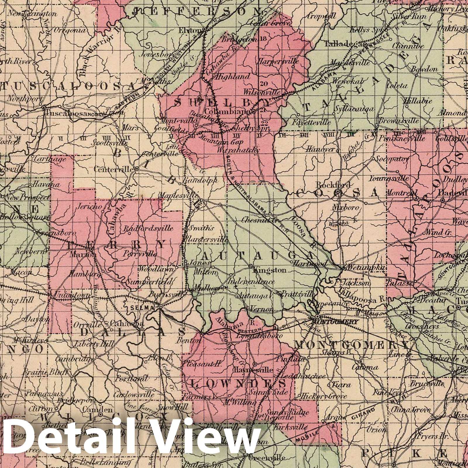 Alabama - Boundary Map, 1866 - Colton's General Atlas