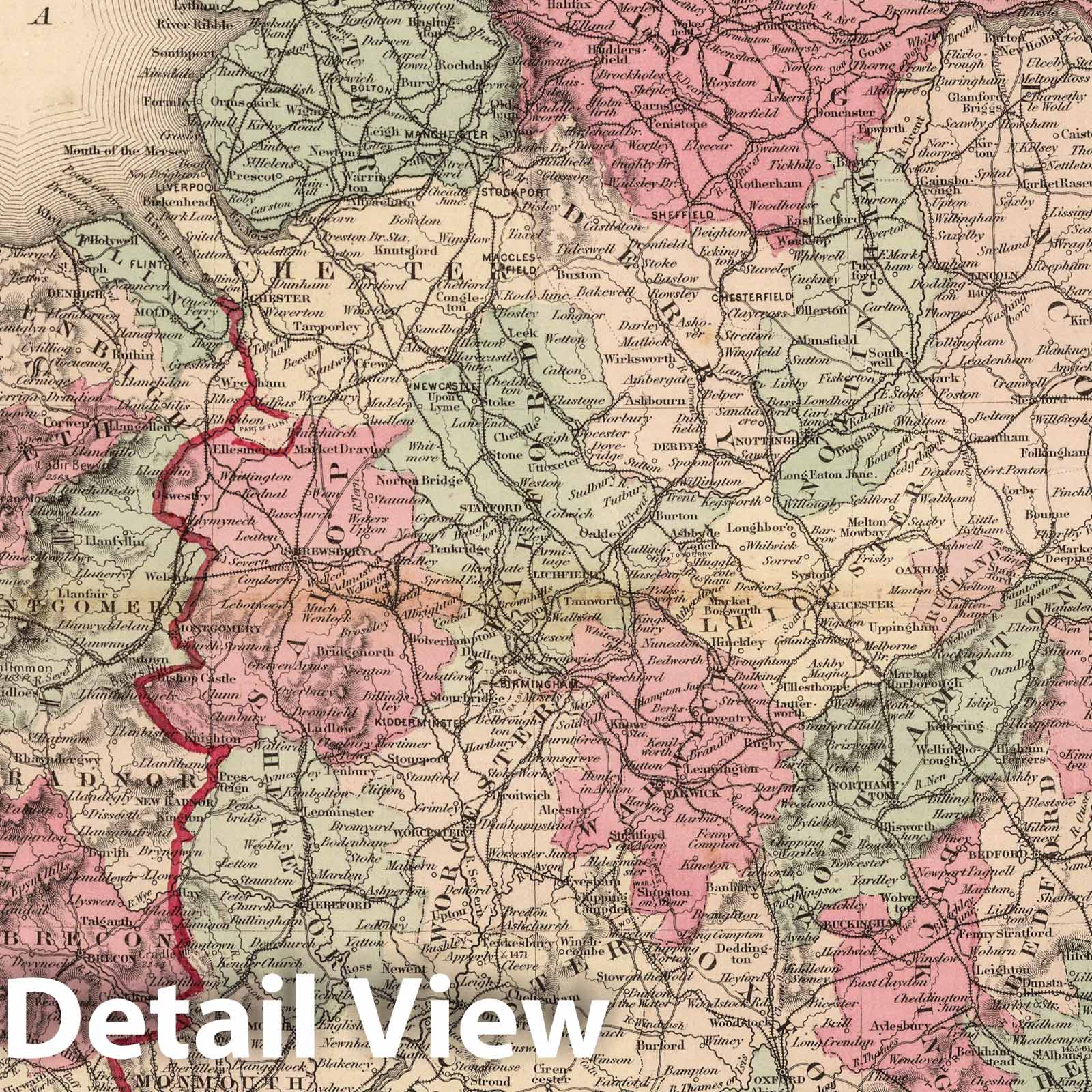 England and Wales - Boundary Map, 1866 - Historical Map Print