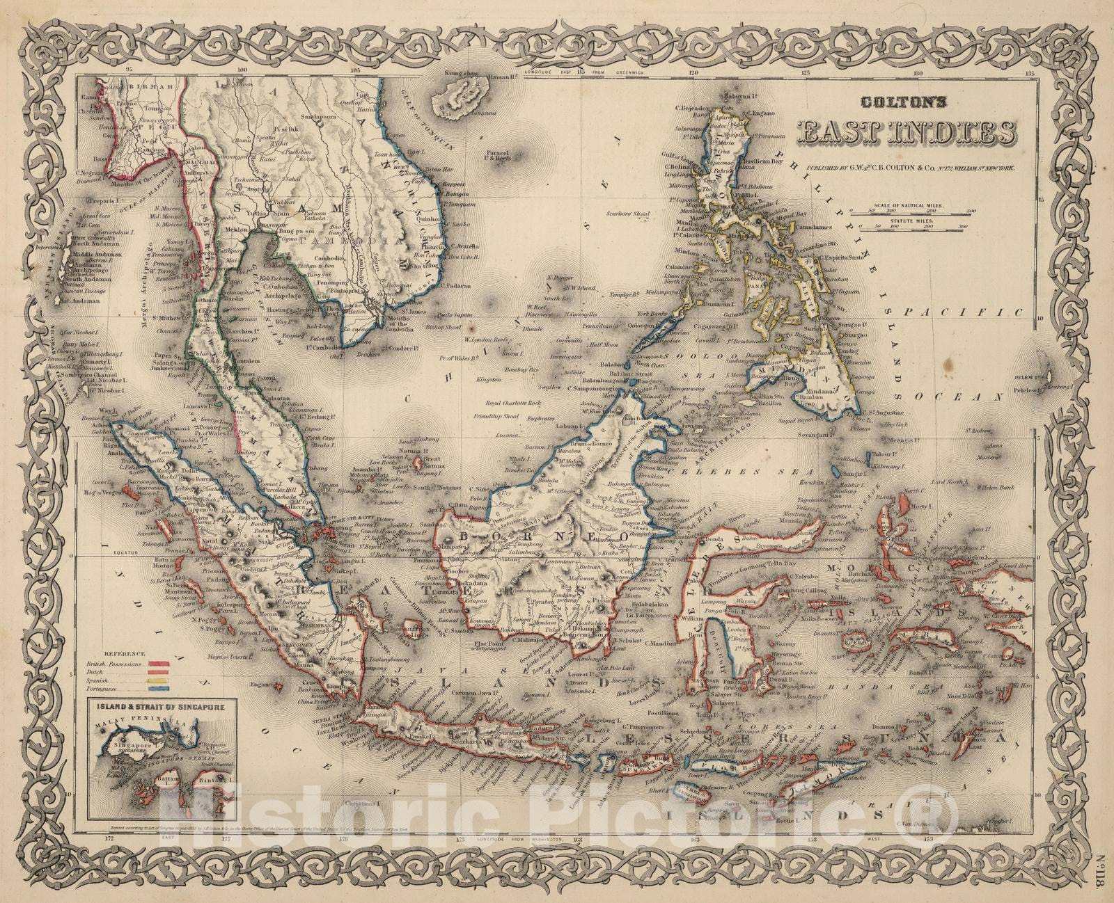 Historic Map : 1866 East Indies. - Vintage Wall Art