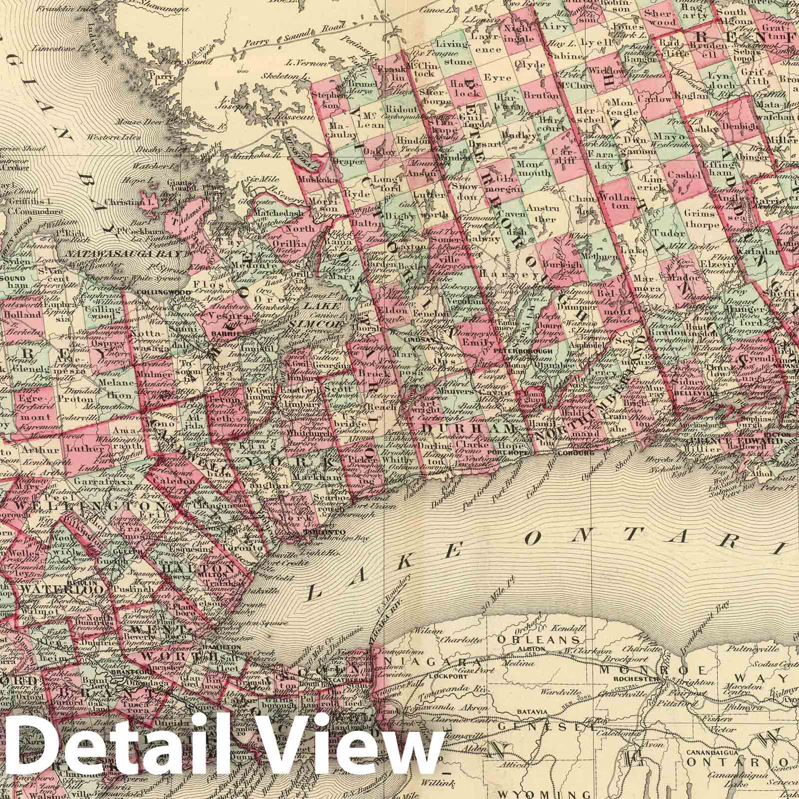 Ontario, Canada - Railroad Map, 1886 - Historical Map Print
