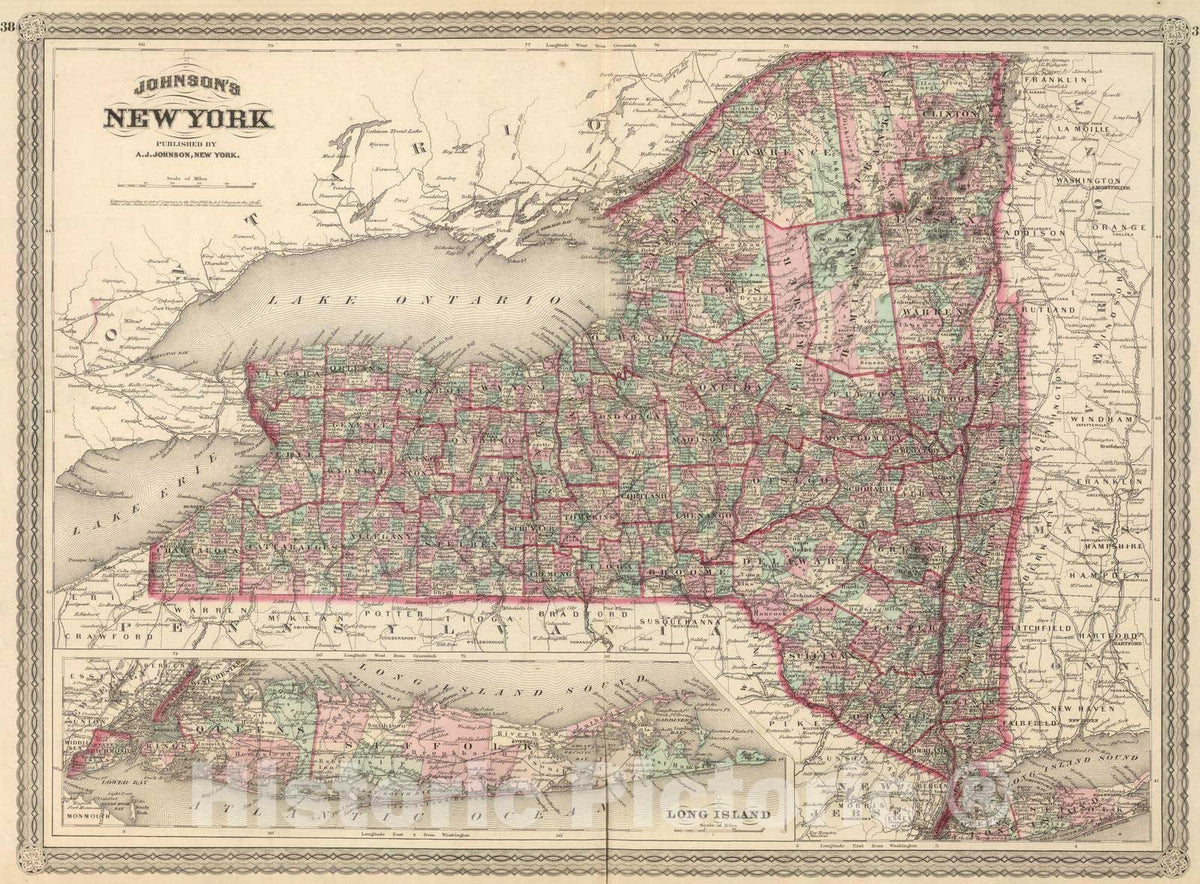 Historic Map : 1886 New York. v2 - Vintage Wall Art
