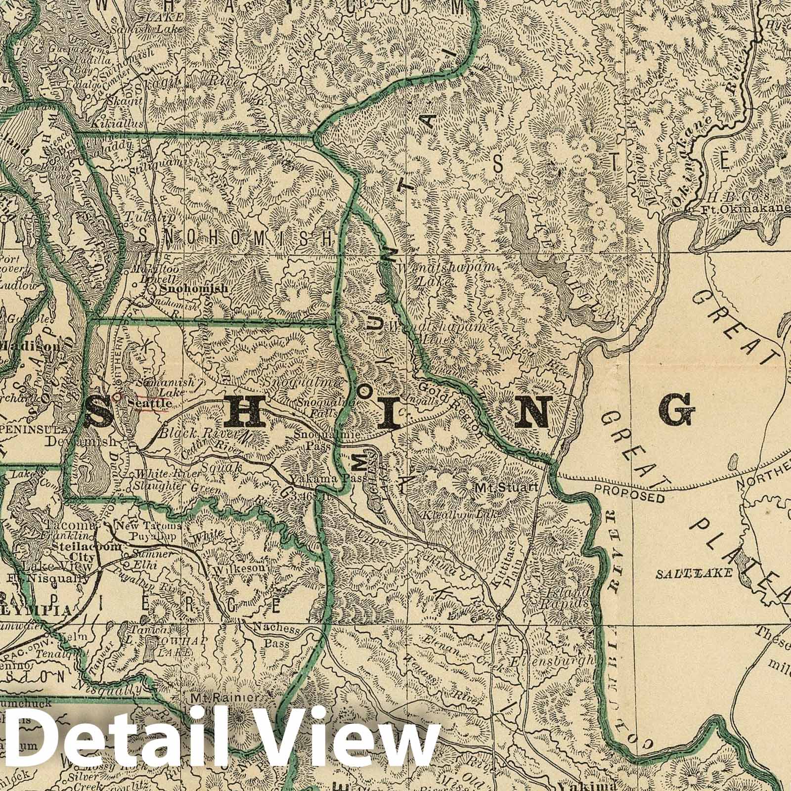 Historic Wall Map : 1878 Indexed Map Of Washington - Vintage Wall Art