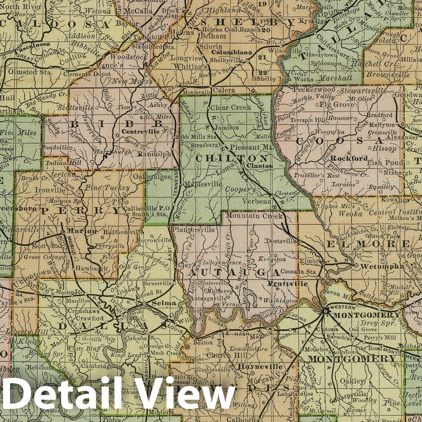 Historic Map : 1883 Alabama - Vintage Wall Art