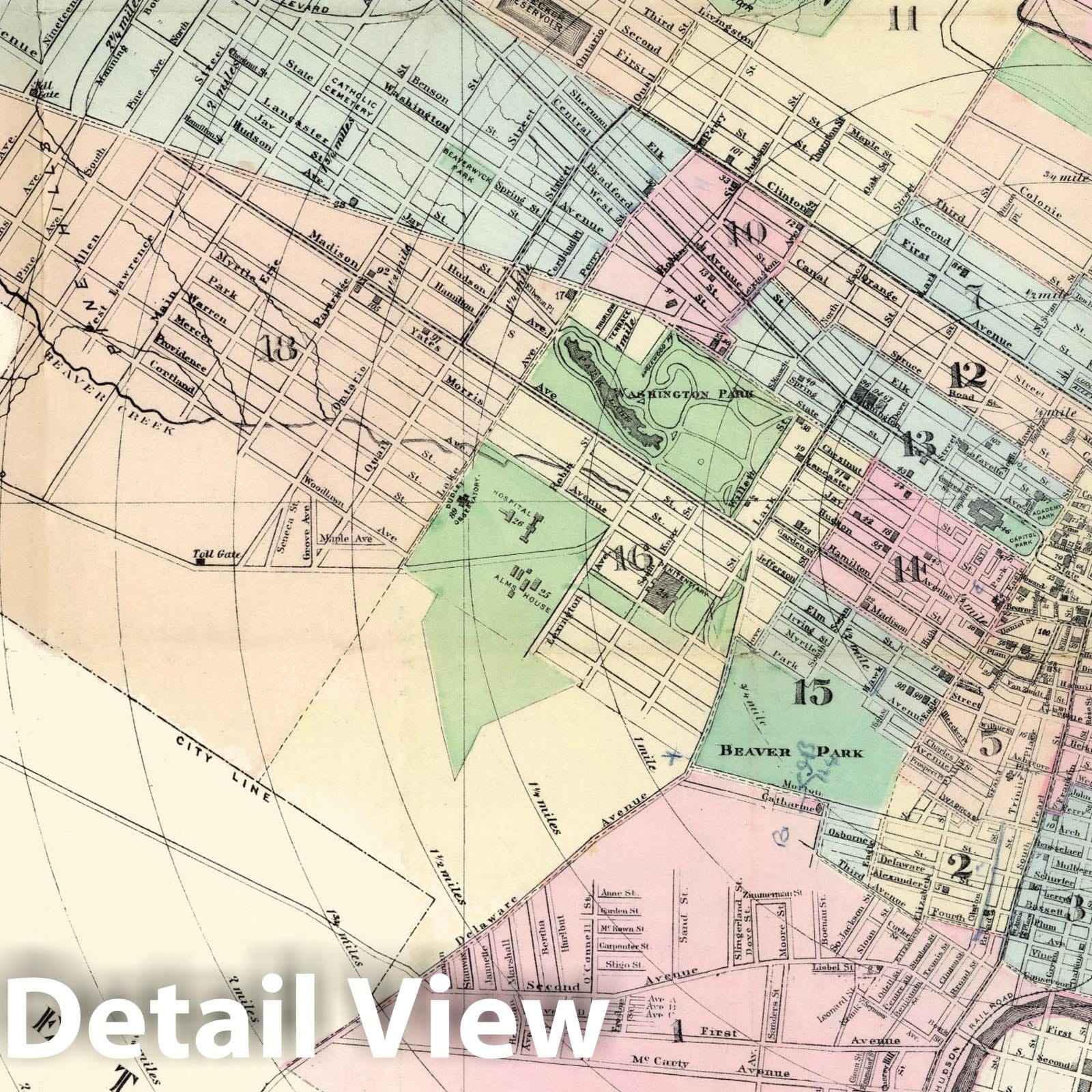 Historic Wall Map : 1895 Albany New York - Vintage Wall Art