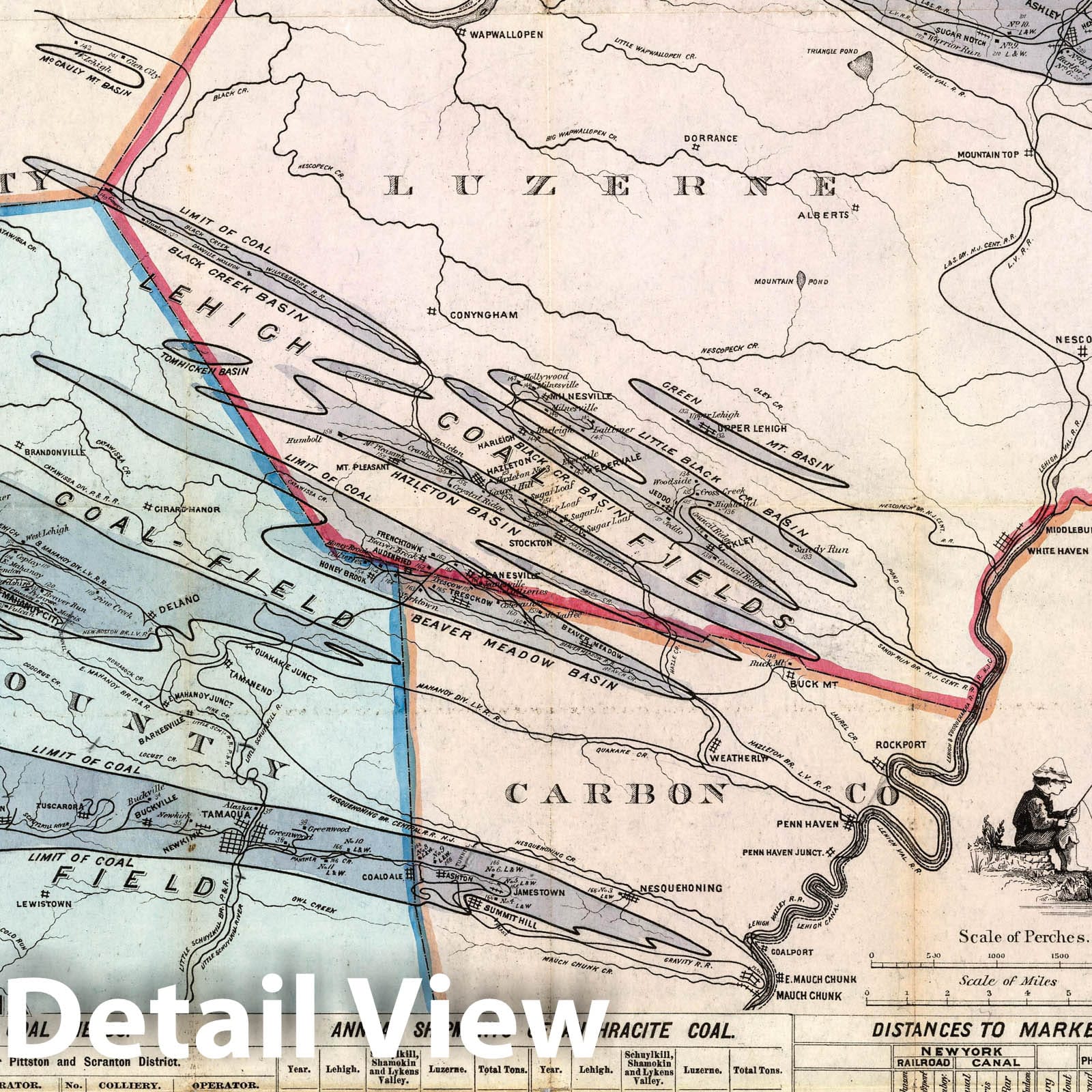 Historic Map : 1878 Anthracite Coal Fields Of Pennsylvania - Vintage Wall Art