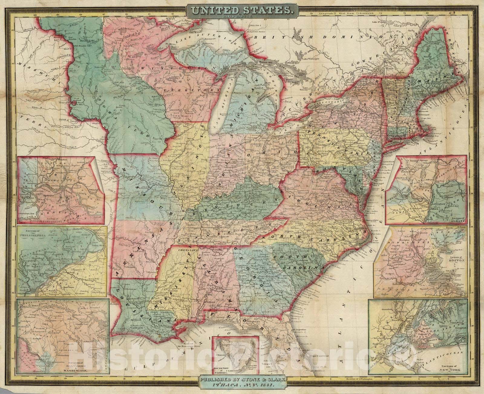 Historic Map : 1841 United States - Vintage Wall Art