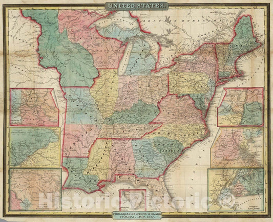 Historic Map : 1841 United States - Vintage Wall Art