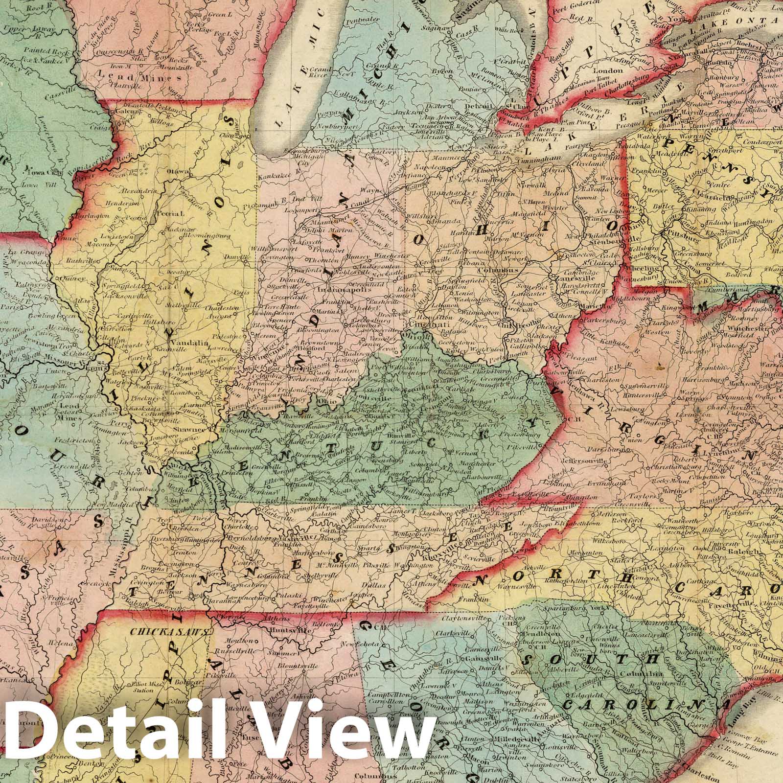 United States - Road Map, 1841 - Historical Map Print
