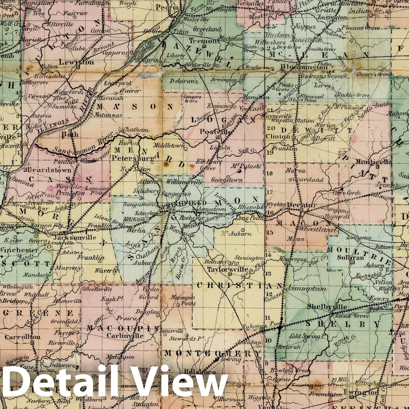 Illinois - Railroad Map, 1866 - Historical Map Print