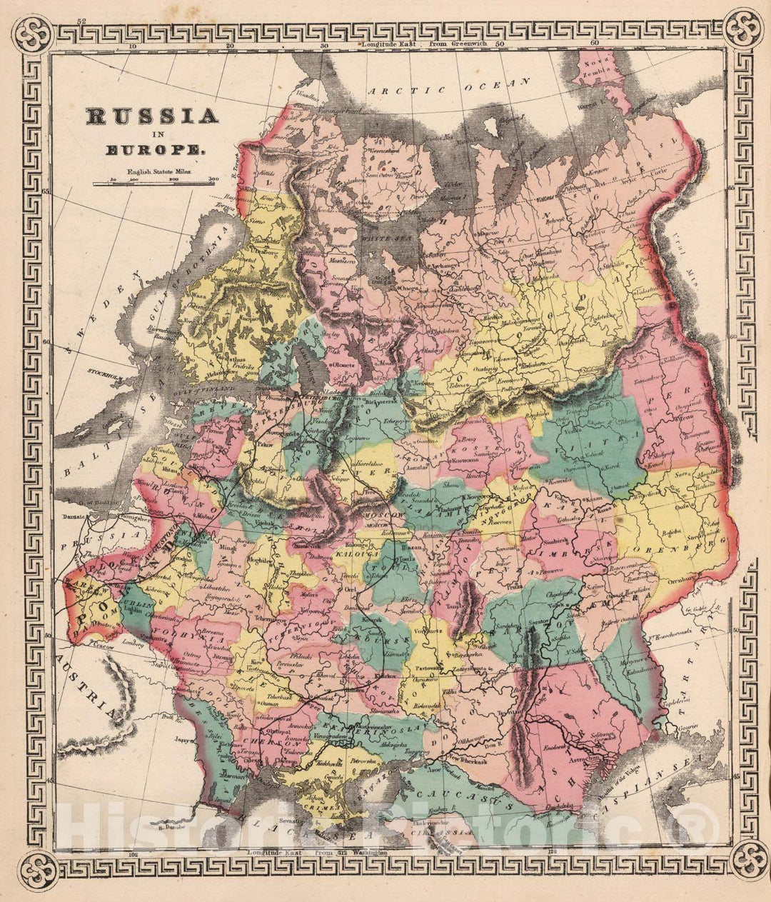 Historic Map : 1865 Russia in Europe. v2 - Vintage Wall Art