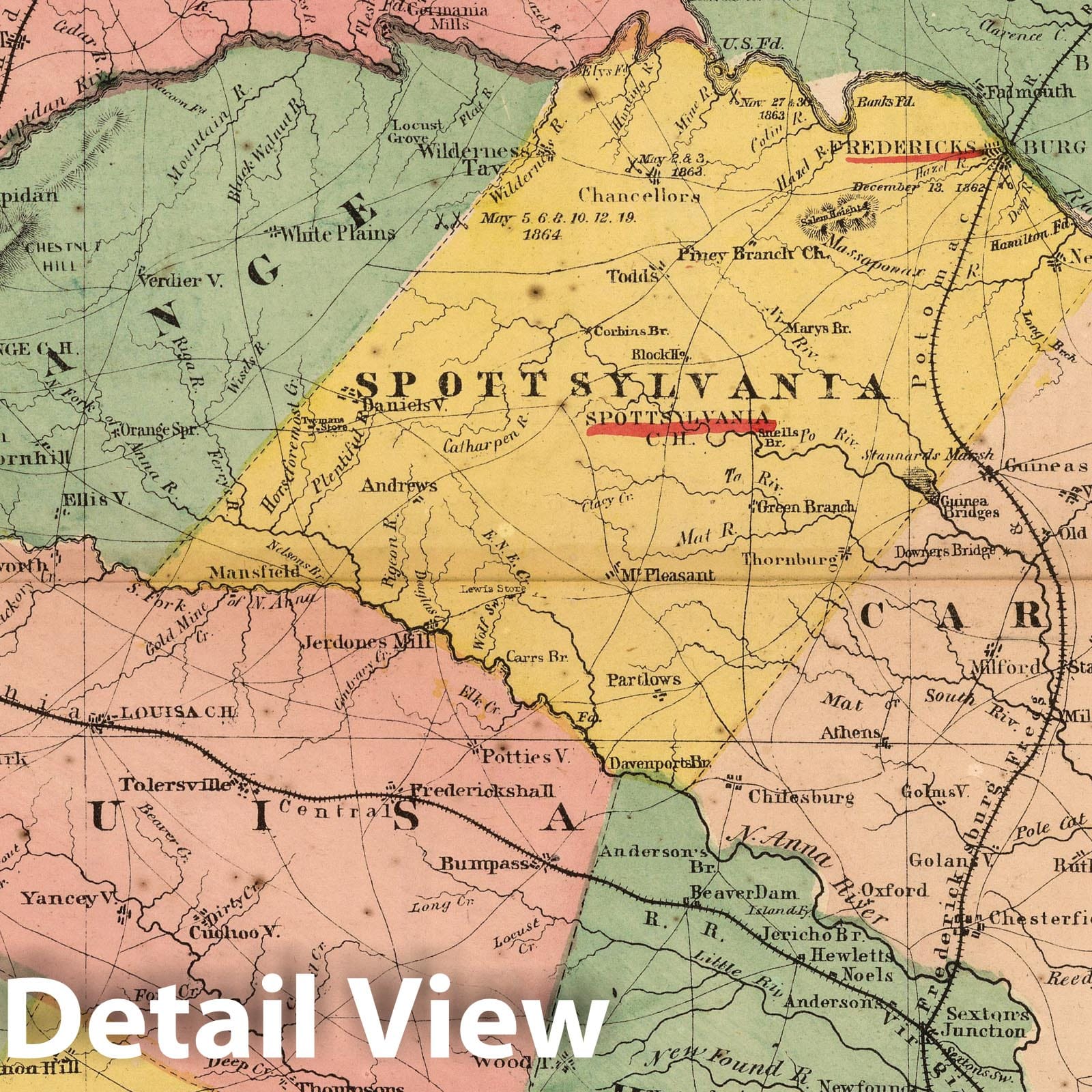 Civil War: Virginia and District of Columbia - Military Map, 1865