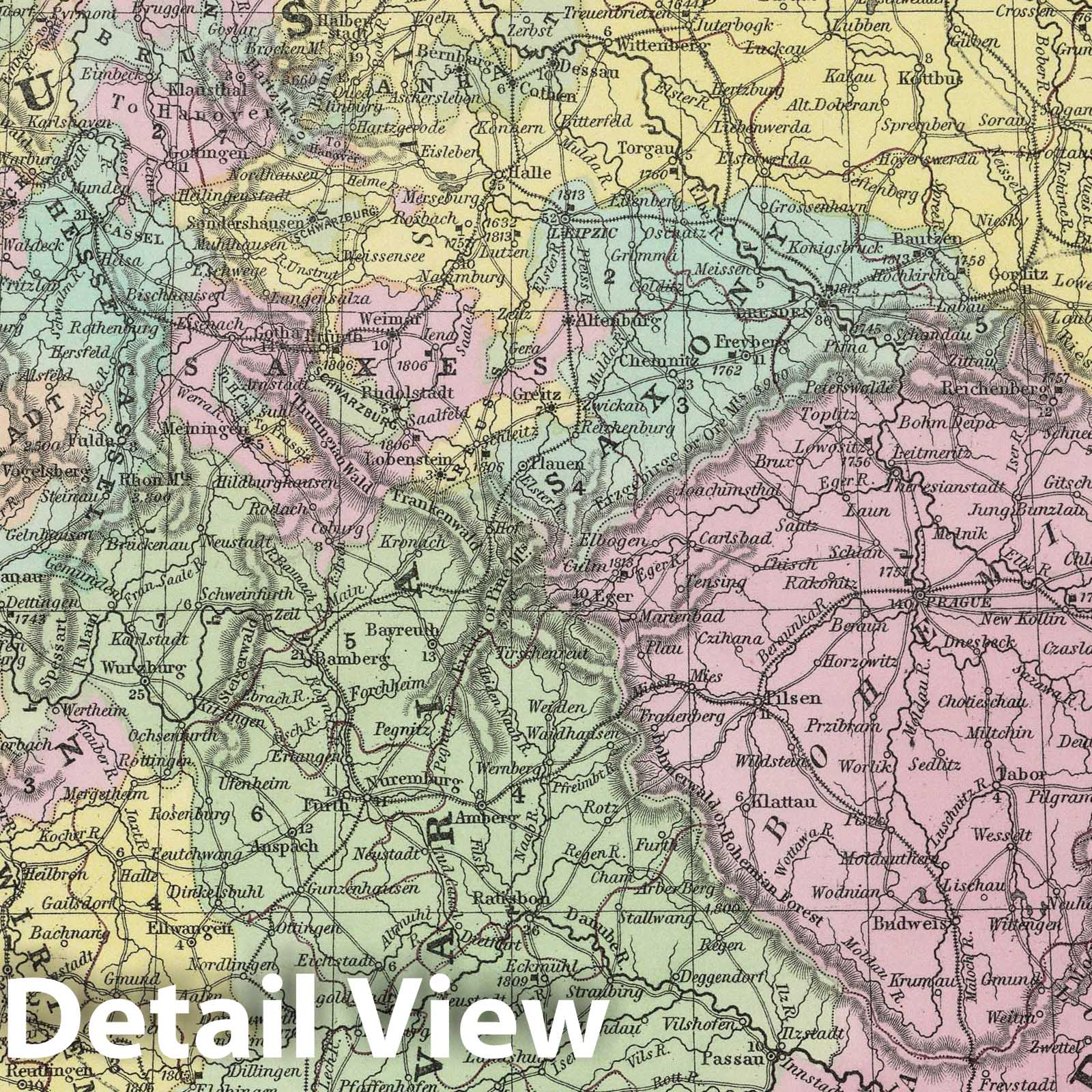 Germany with inset Vienna - Railroad Map, 1855