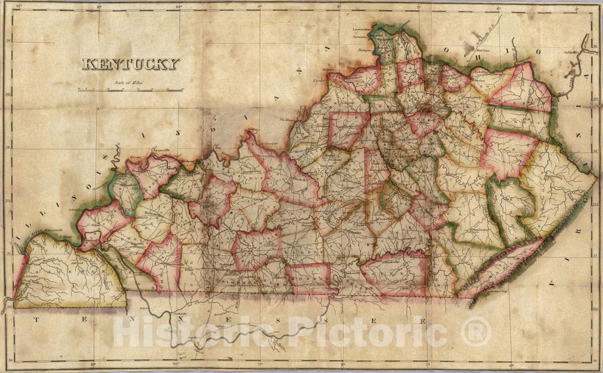 Historic Map : 1822 Kentucky - Vintage Wall Art