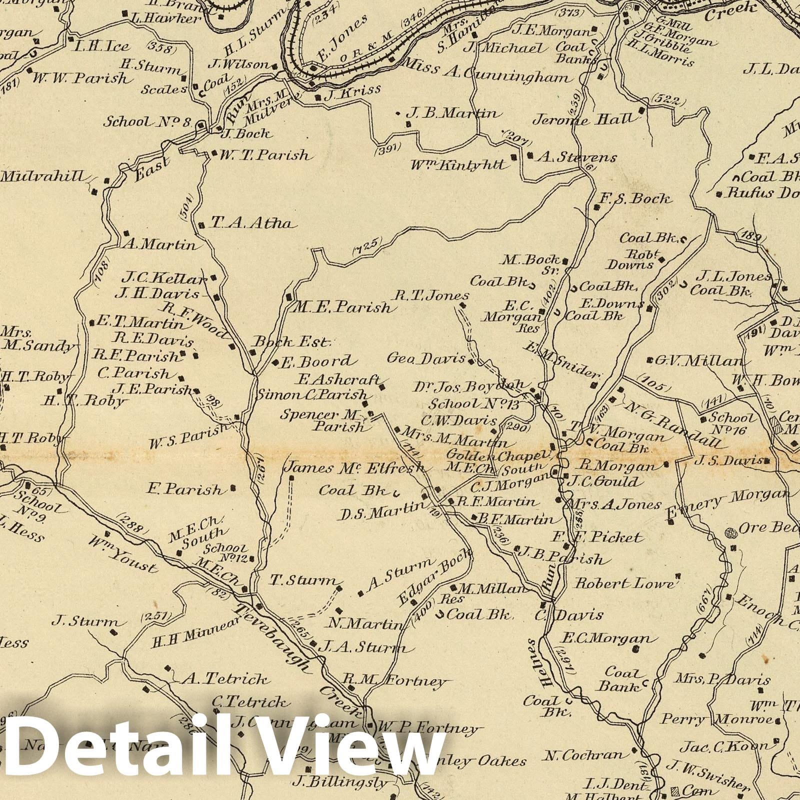 Historic Map : 1886 Lincoln Magisterial District, Marion County, West Virginia. Farmington. Barrackville. - Vintage Wall Art