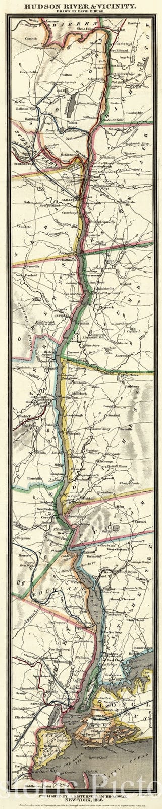 Historic Map : Hudson River and Vicinity., 1836, Vintage Wall Decor