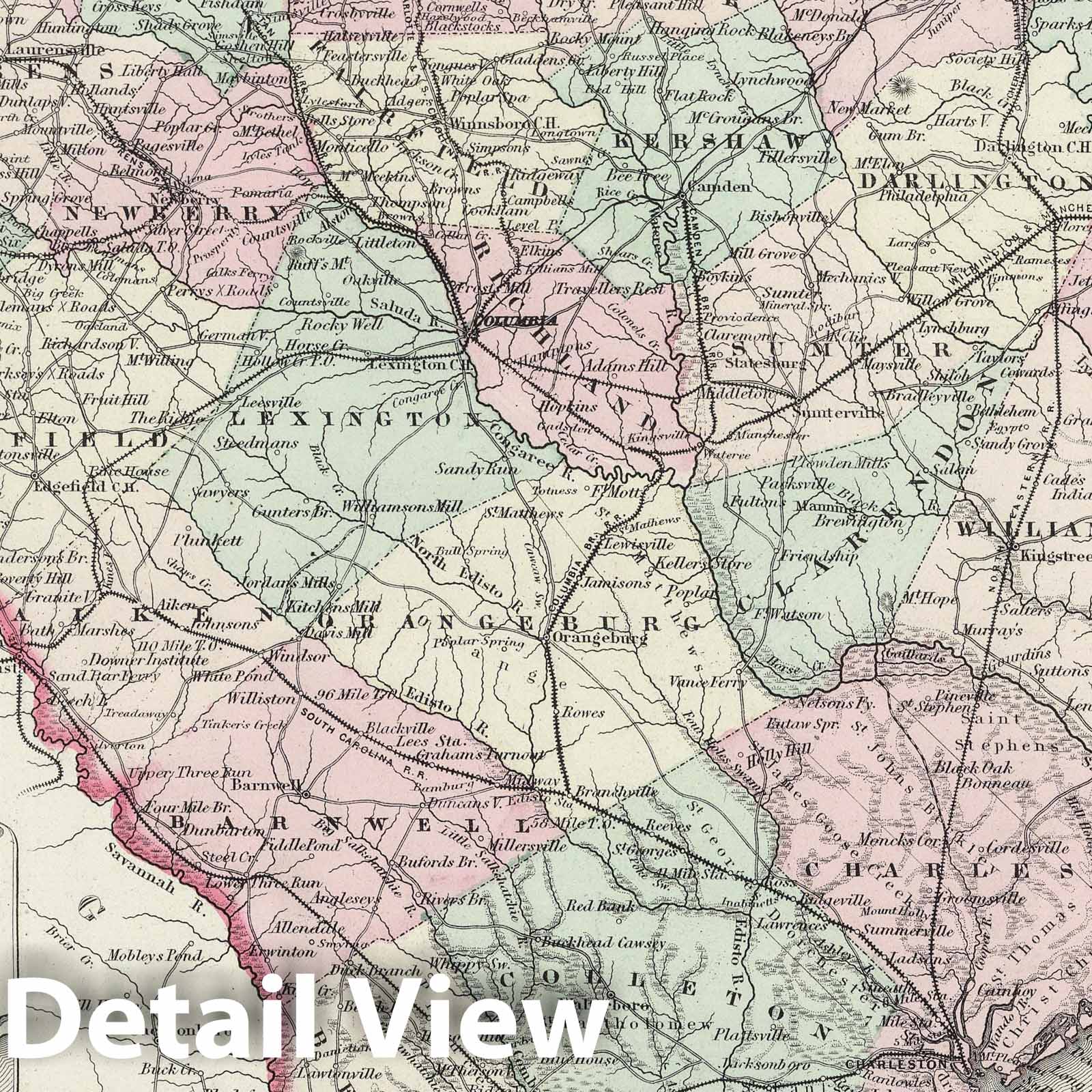 South Carolina, 1874 - Colton's Historical Map Print
