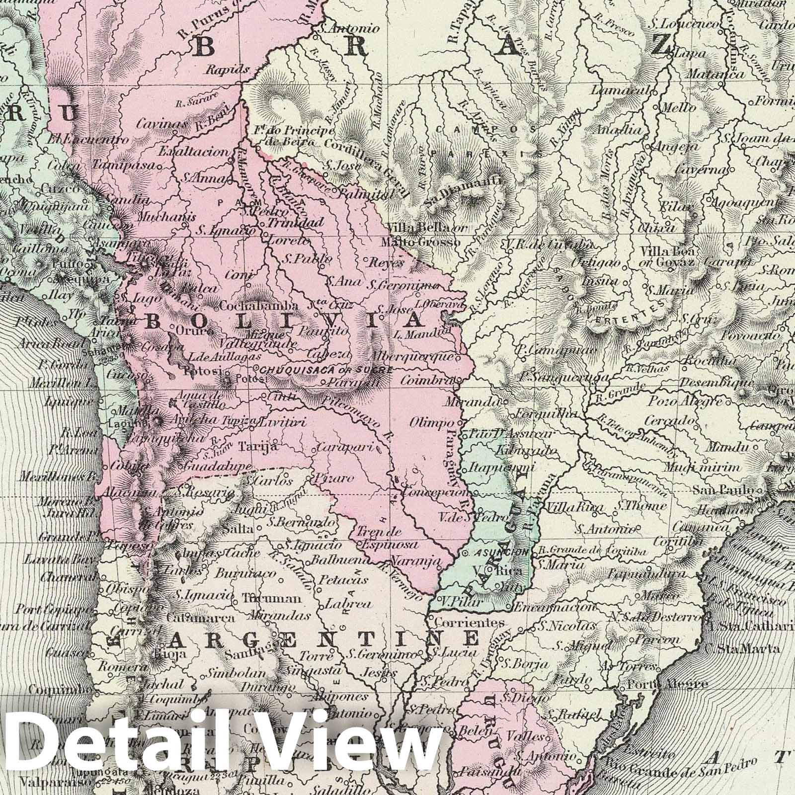 South America, 1874 - Historical Map Print from Colton's Atlas