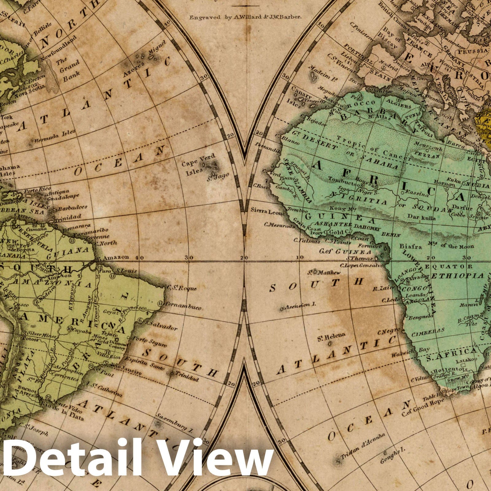 World - River Map, 1824 - Historical Map Print