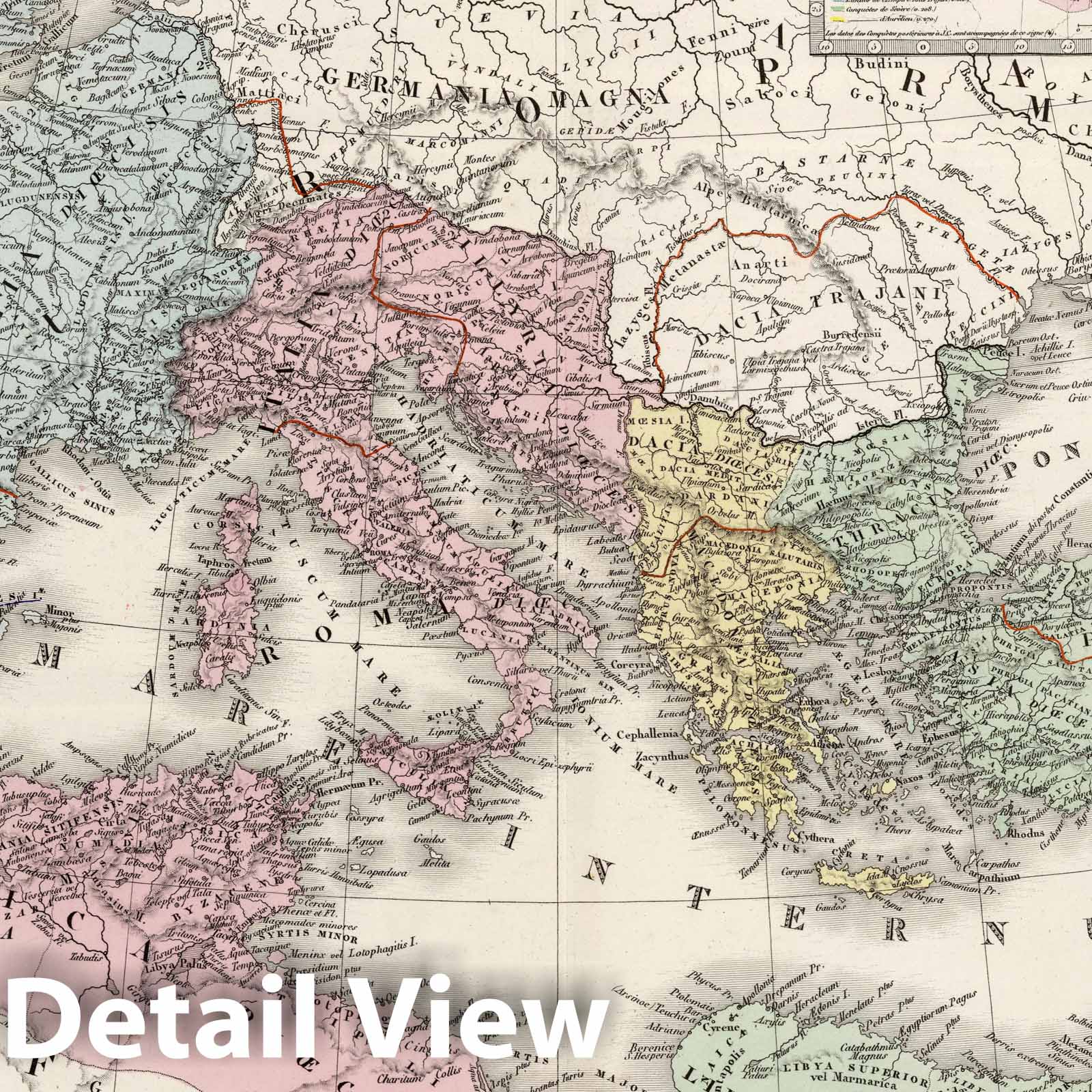 Roman Empire under Theodosius, 1875 - Historical Map Print